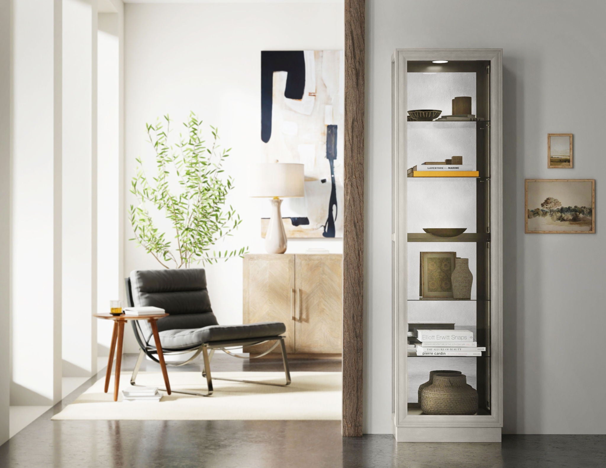 PFC Curios - Side Entry 5 Shelf Curio Cabinet - Platinum Silver