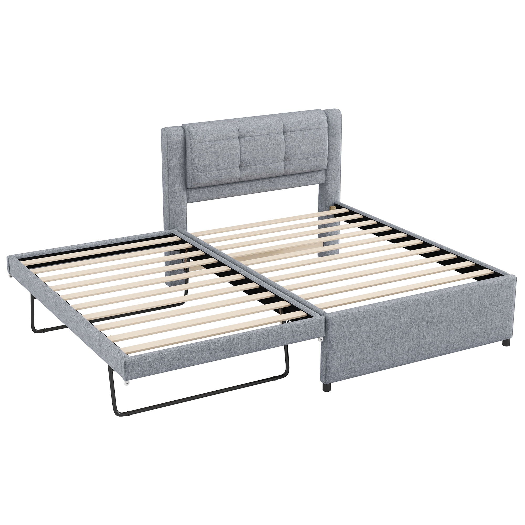 Upholstered Platform Bed With Multifunctional Trundle
