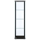 Cyclamen 4-shelf Clear Glass Curio Display Cabinet Black