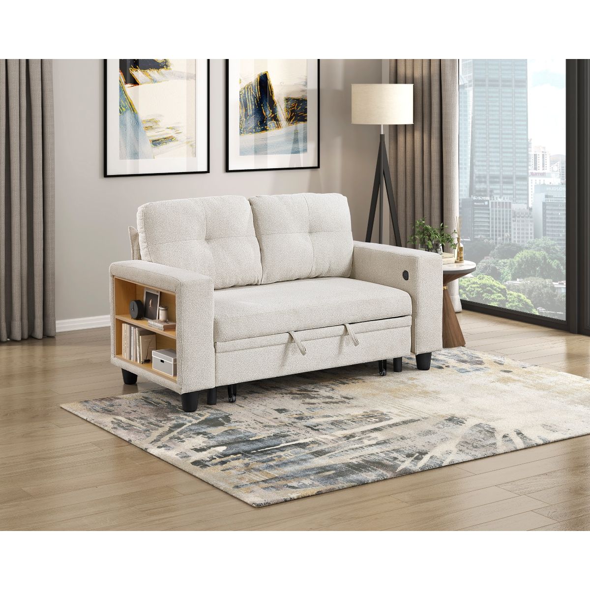 Robinson - Loveseat With Pull-Out Bed, Shelves And Charging Ports
