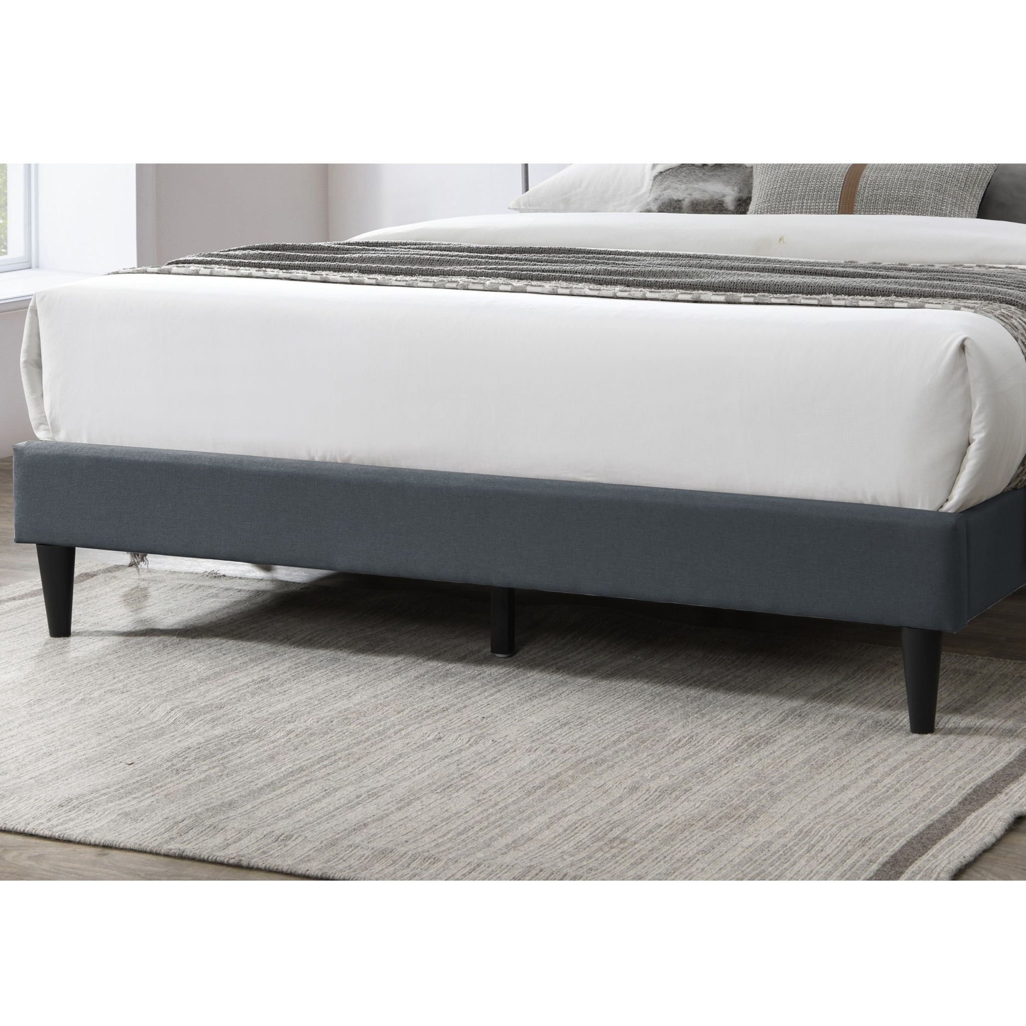 Bed With Nailhead Trim Accents, Upholstered Platform Frame