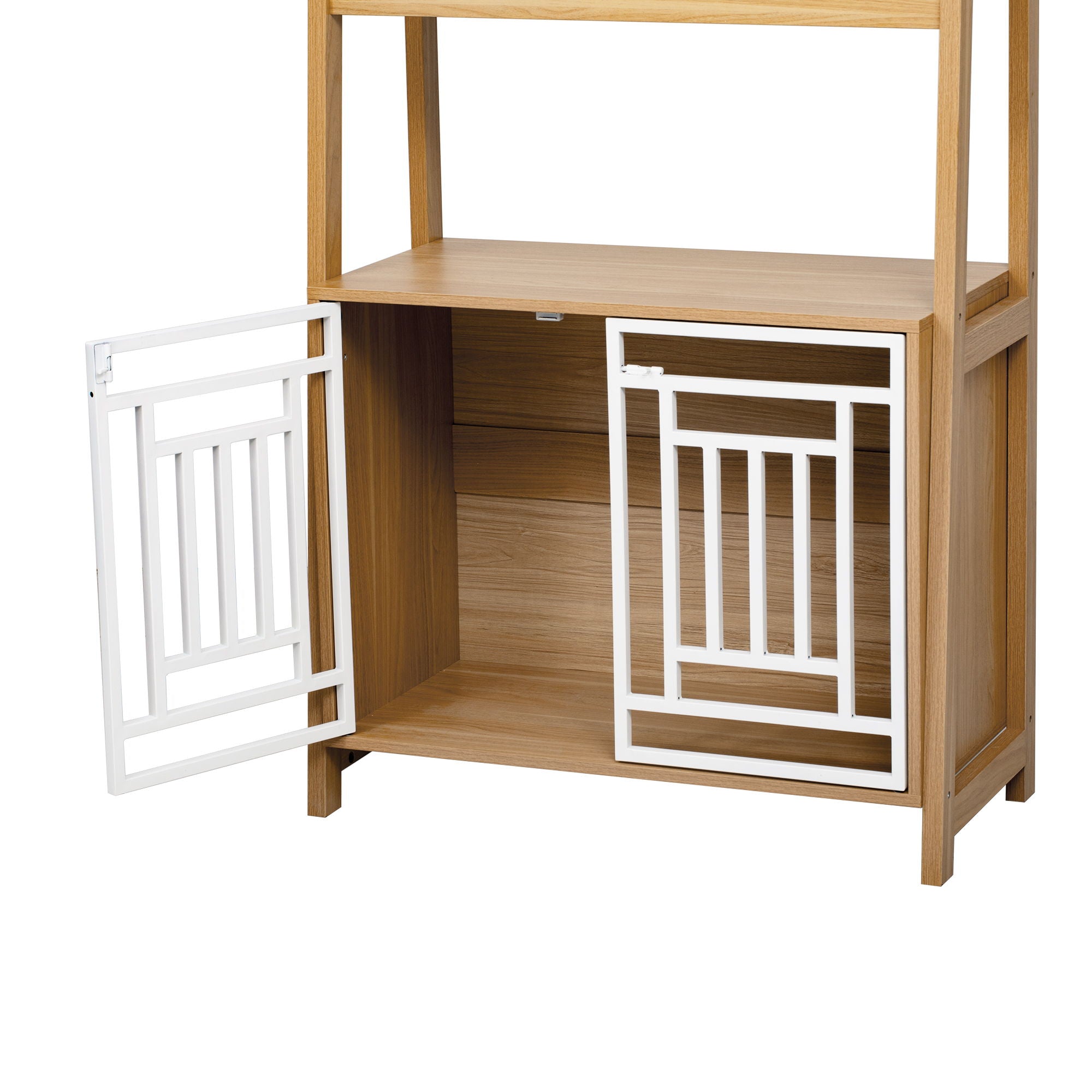 Modern Furniture Style 2 In 1 Pet Friendly Dog Crate Ladder Bookcase - Ancient Oak