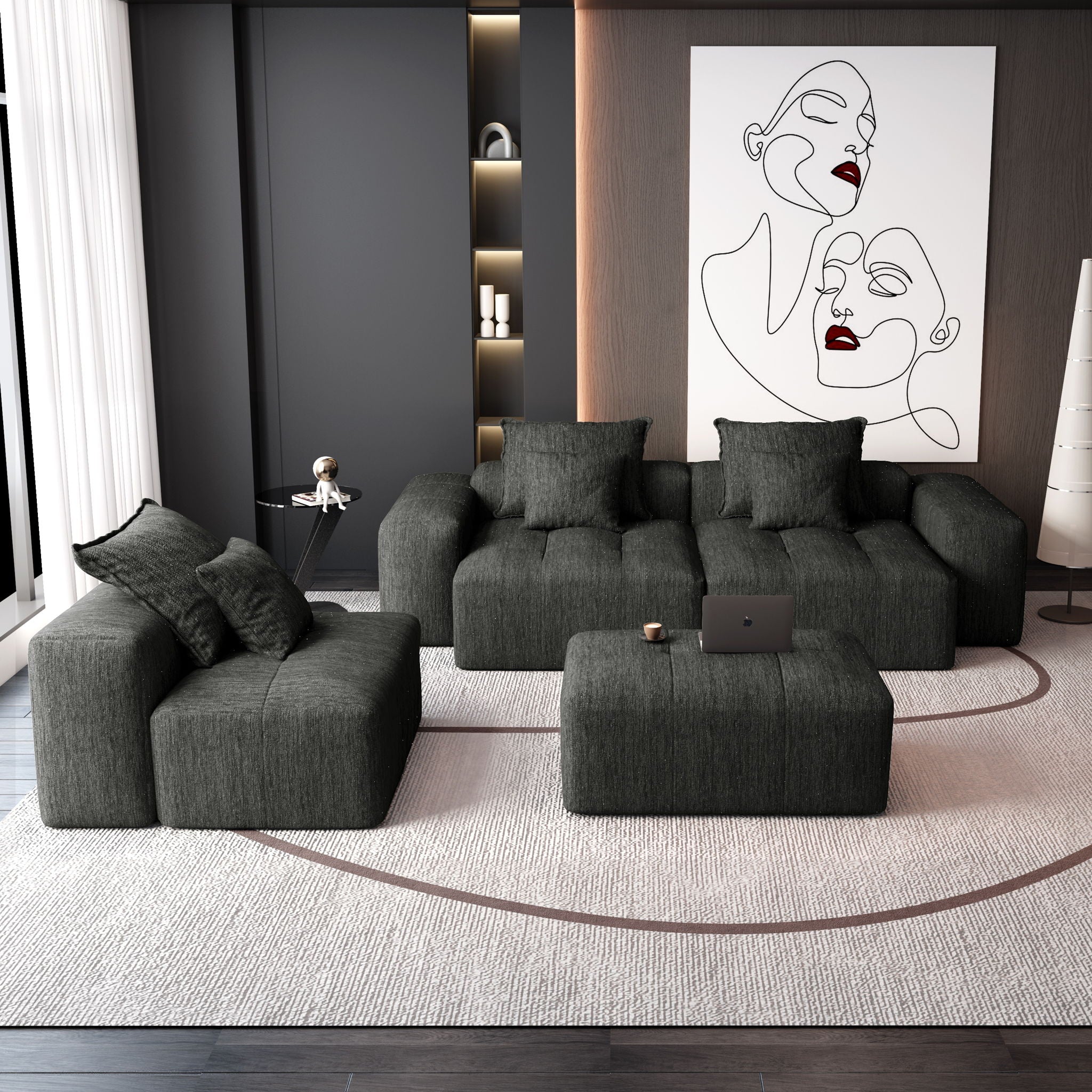 Modern Oversized Diy Combination, Modular Sectional Sofa With Pillows