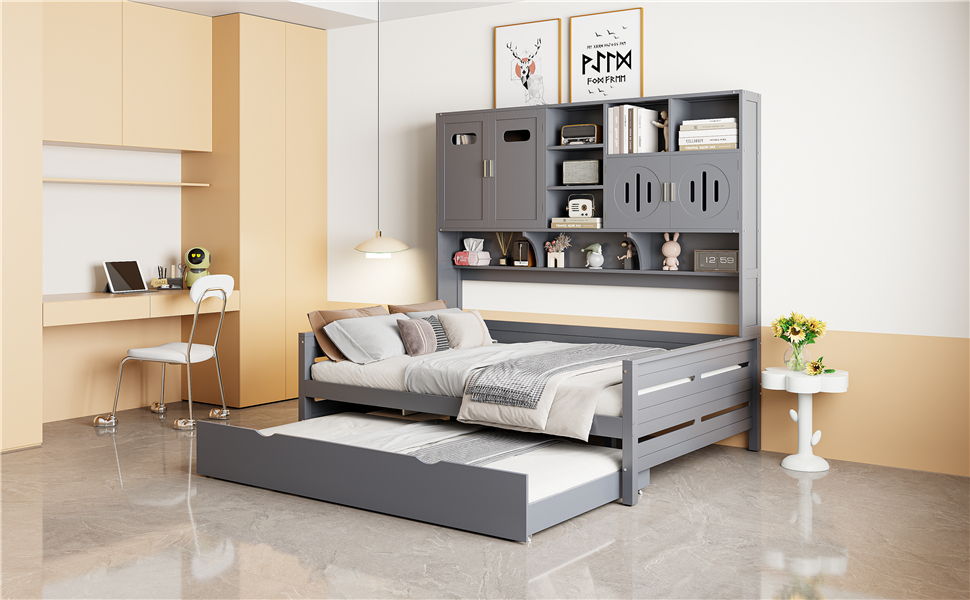 Daybed & All-In-One Cabinet And Shelf