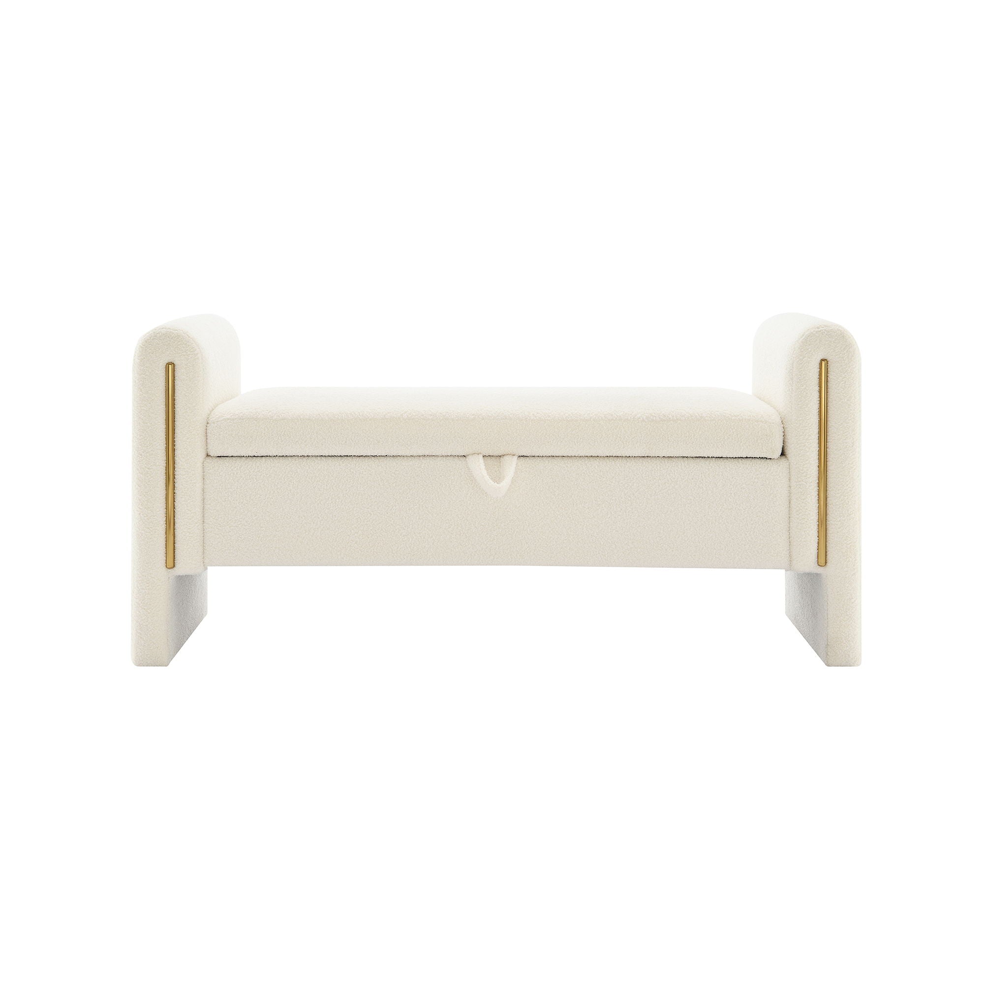 Modern Teddy Upholstered Large Bed End Bench With Arms And Storage
