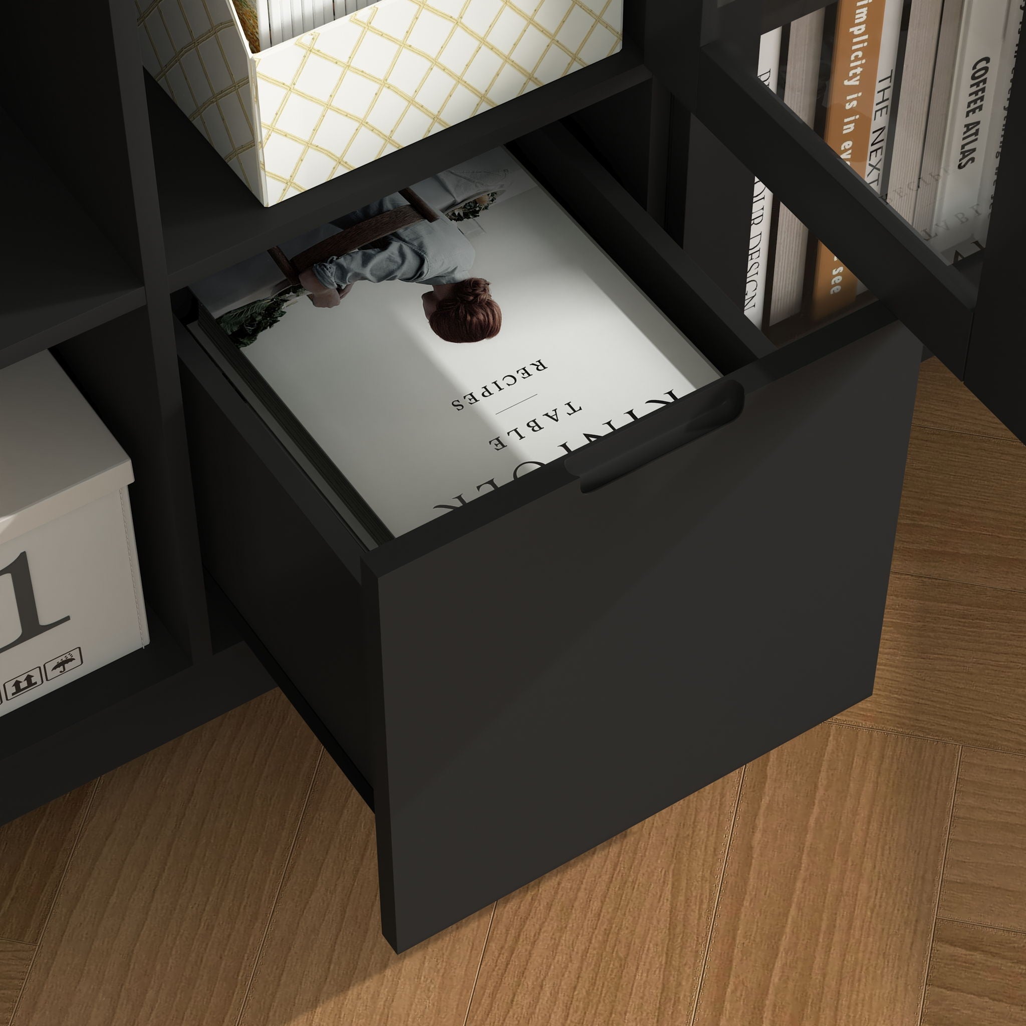 Modern Cabinet With Glass Doors And Drawer