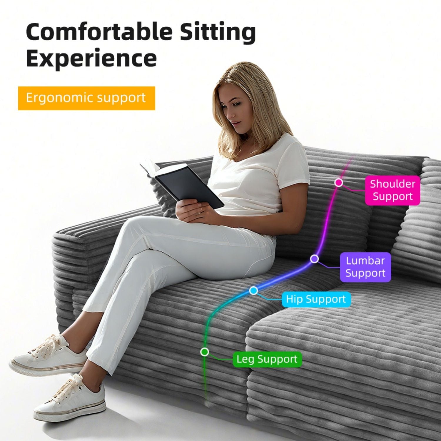 Modern Comfy Upholstered Sofa Cloud Couch & Deep Seat Couches