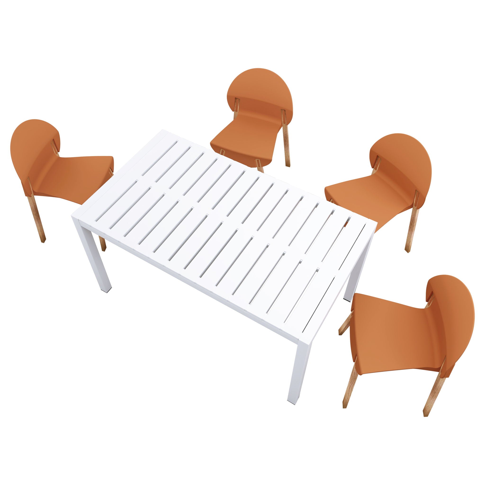 4 Piece Set Of Single Chairs With Long Table