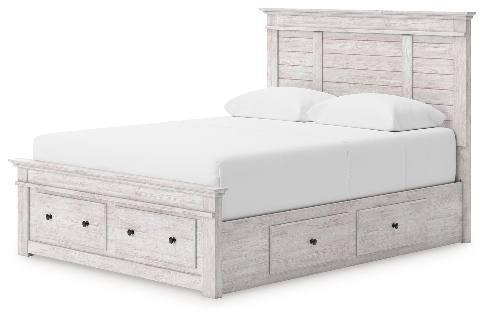Makidern - Panel Storage Bed With 2 Under Bed Storage Units