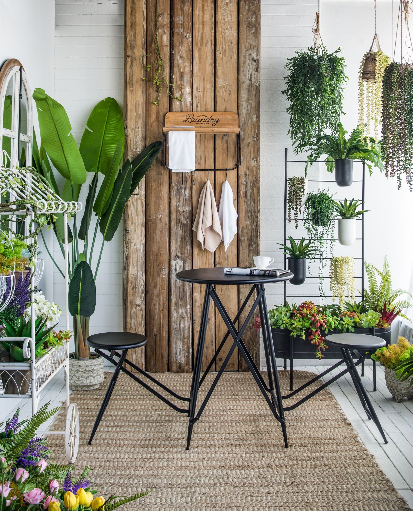 Laundry Rack With Accordion Design - Brown / Black - Black Brown