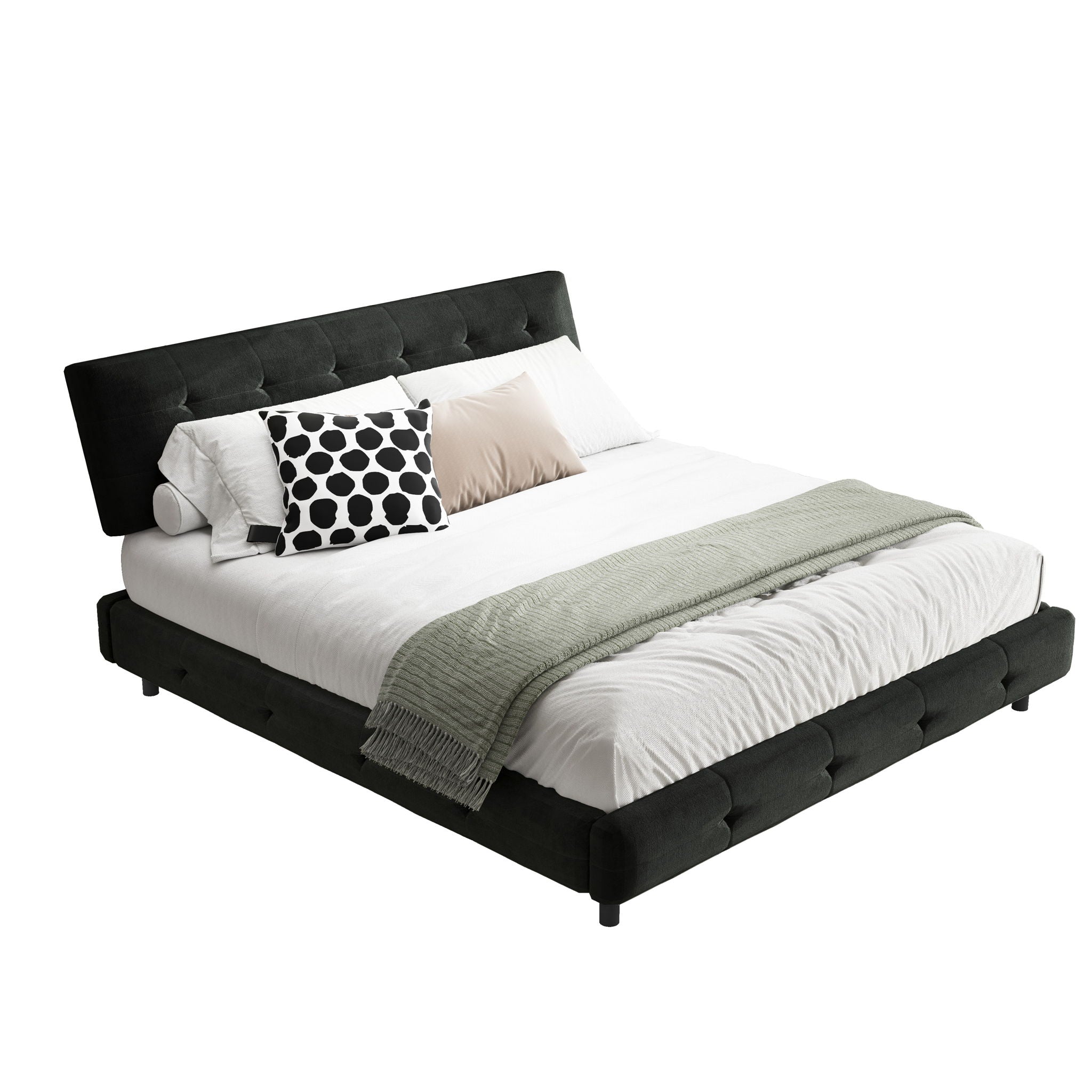 Tufted Headboard With Extra-Large Ultra-Soft Cloud Pillow Design