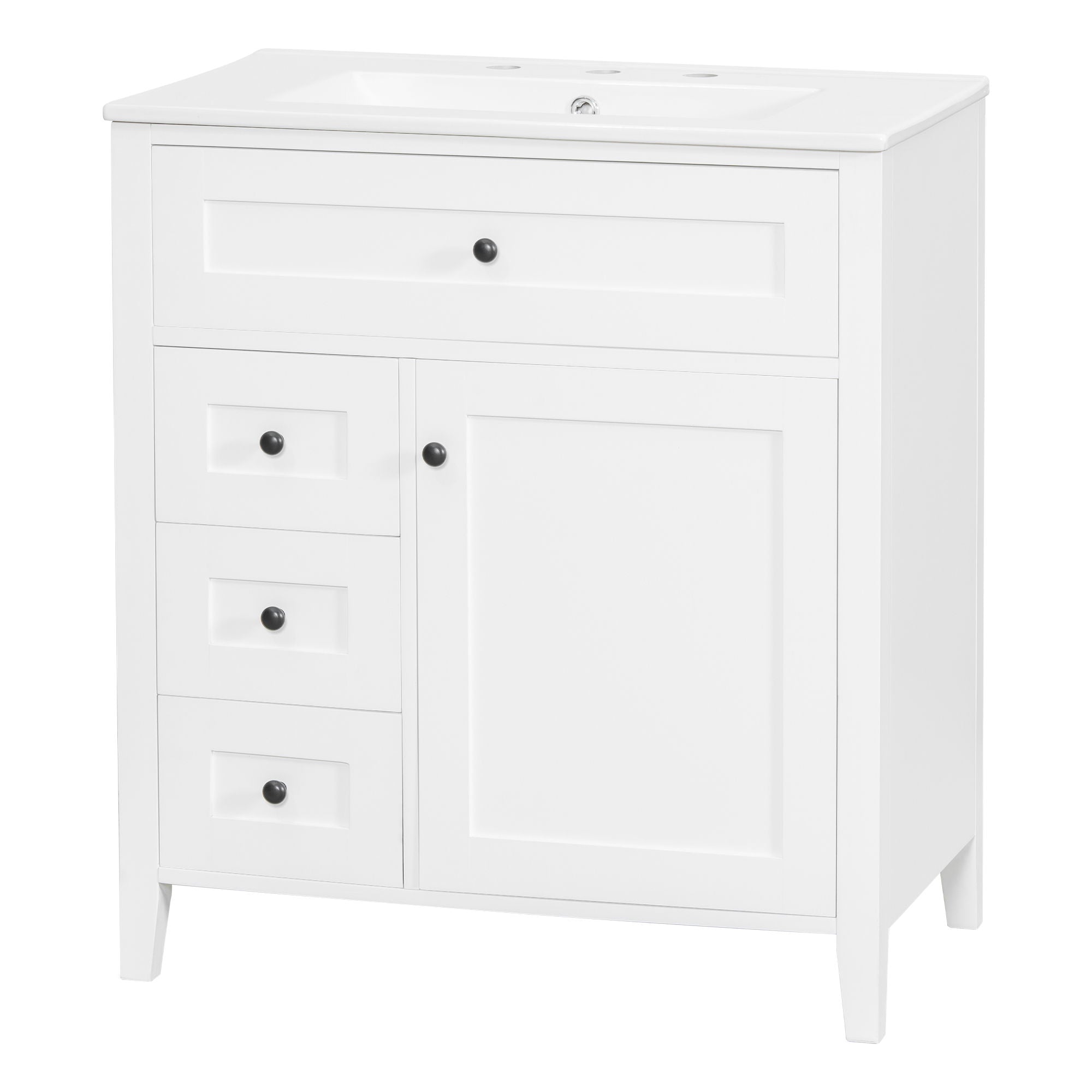 Modern Bathroom Vanity With Sink, 3 Drawers And Adjustable Shelf