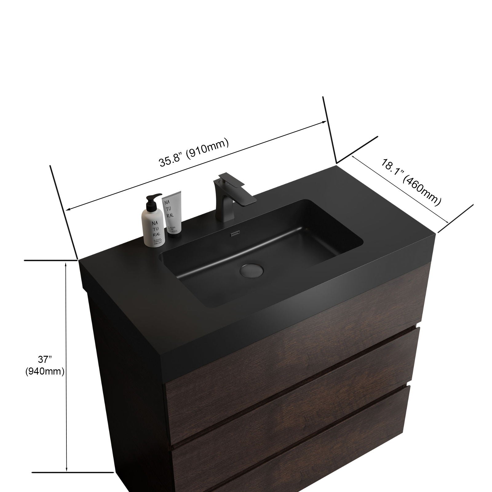 Alice - Bathroom Vanity With Large Storage, Freestanding
