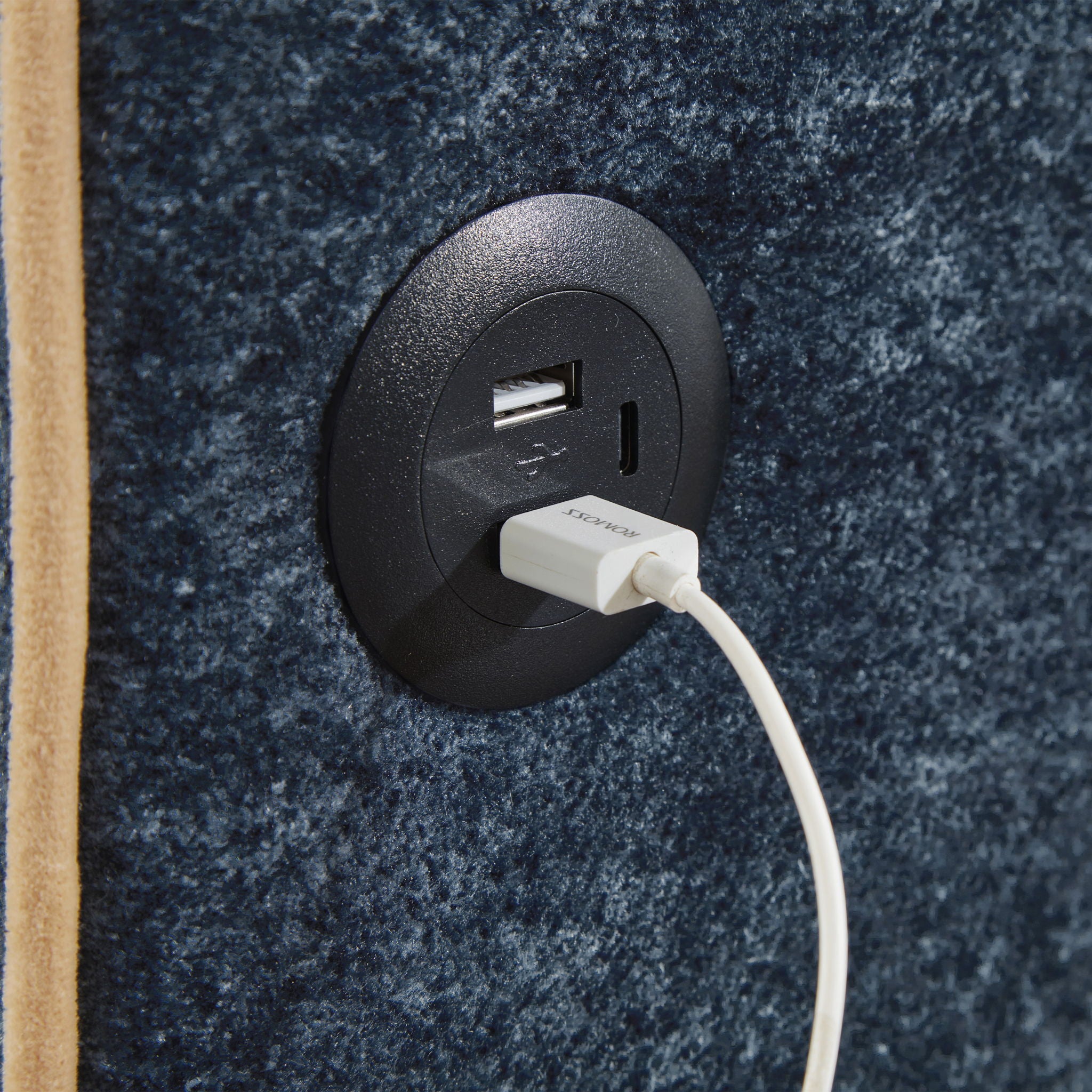 Pull Out Sofa Bed With Adjustable 3 Position Backrest, USB Charging Ports, Side Pockets