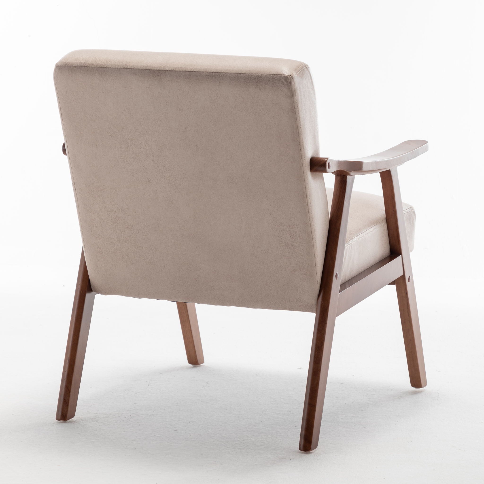 Mid Century Modern Accent Chair With Solid Wood Frame And Extra Thick Backrest