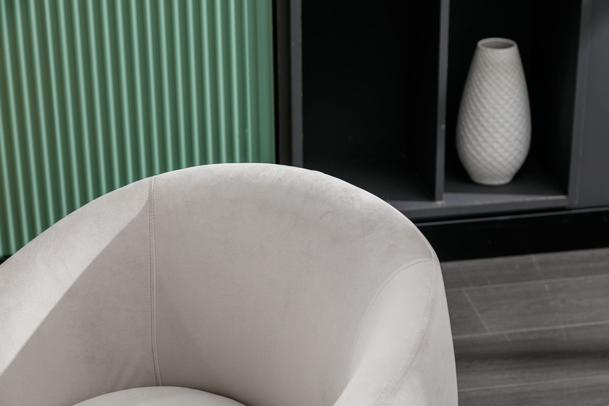 Swivel Accent Armchair Barrel Chair With Powder Coating Metal Ring