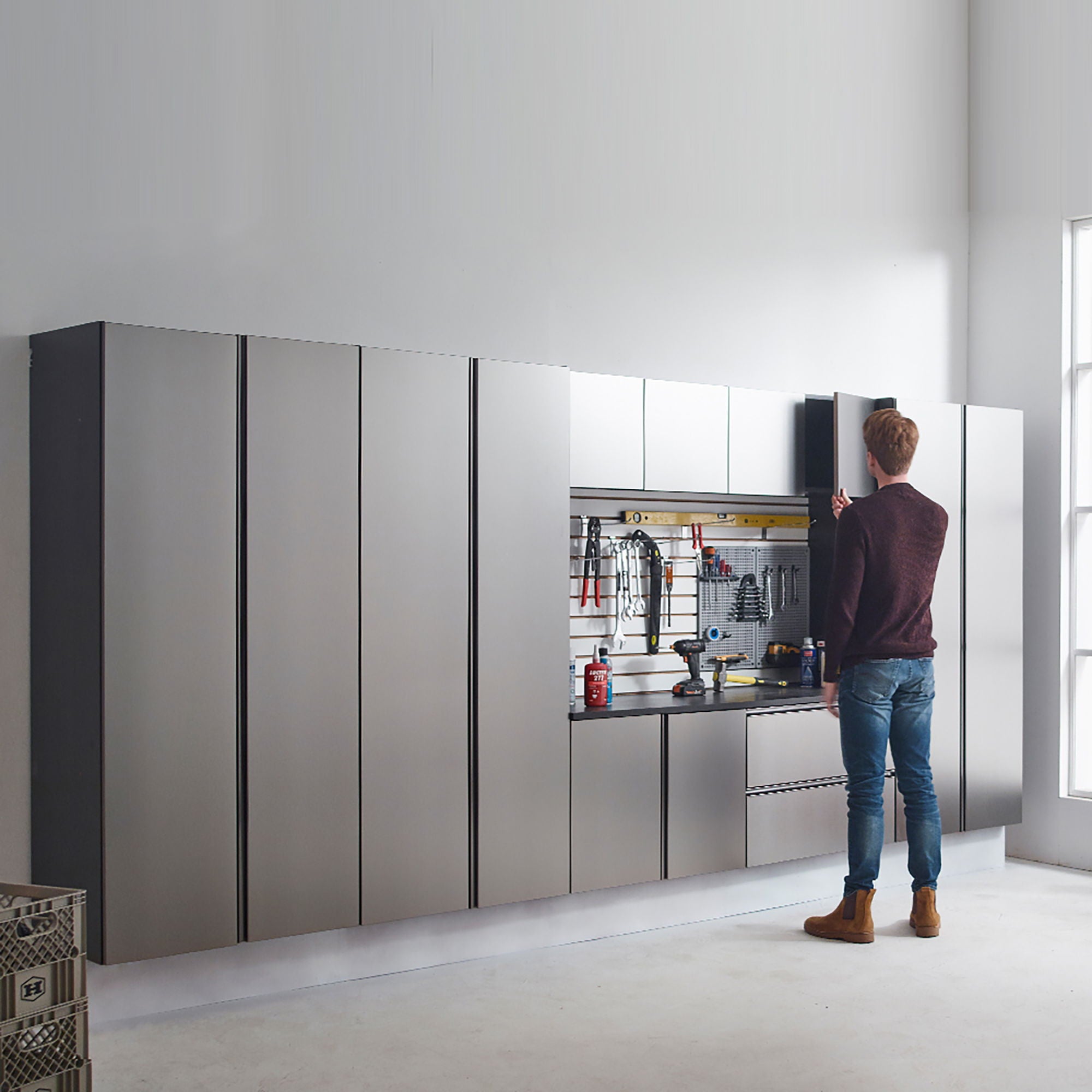 Nova Series - Wall Mounted Utility Storage Garage Cabinet - Dark Gray