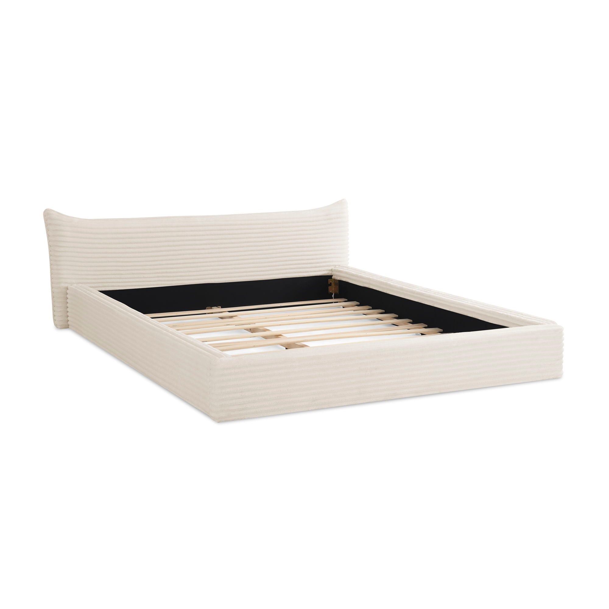 Modern Upholstered Bed Frame With Curved Headboard