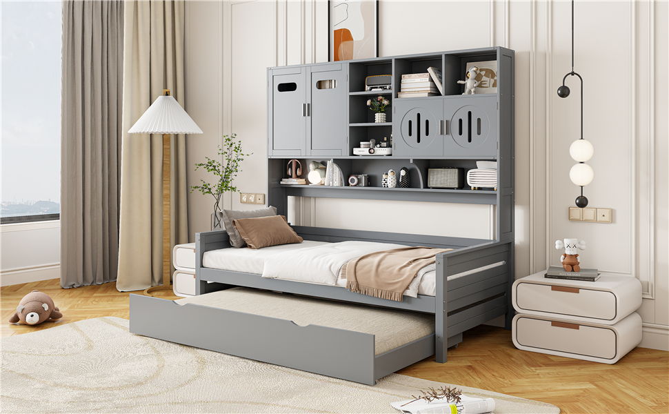 Daybed & All-In-One Cabinet And Shelf