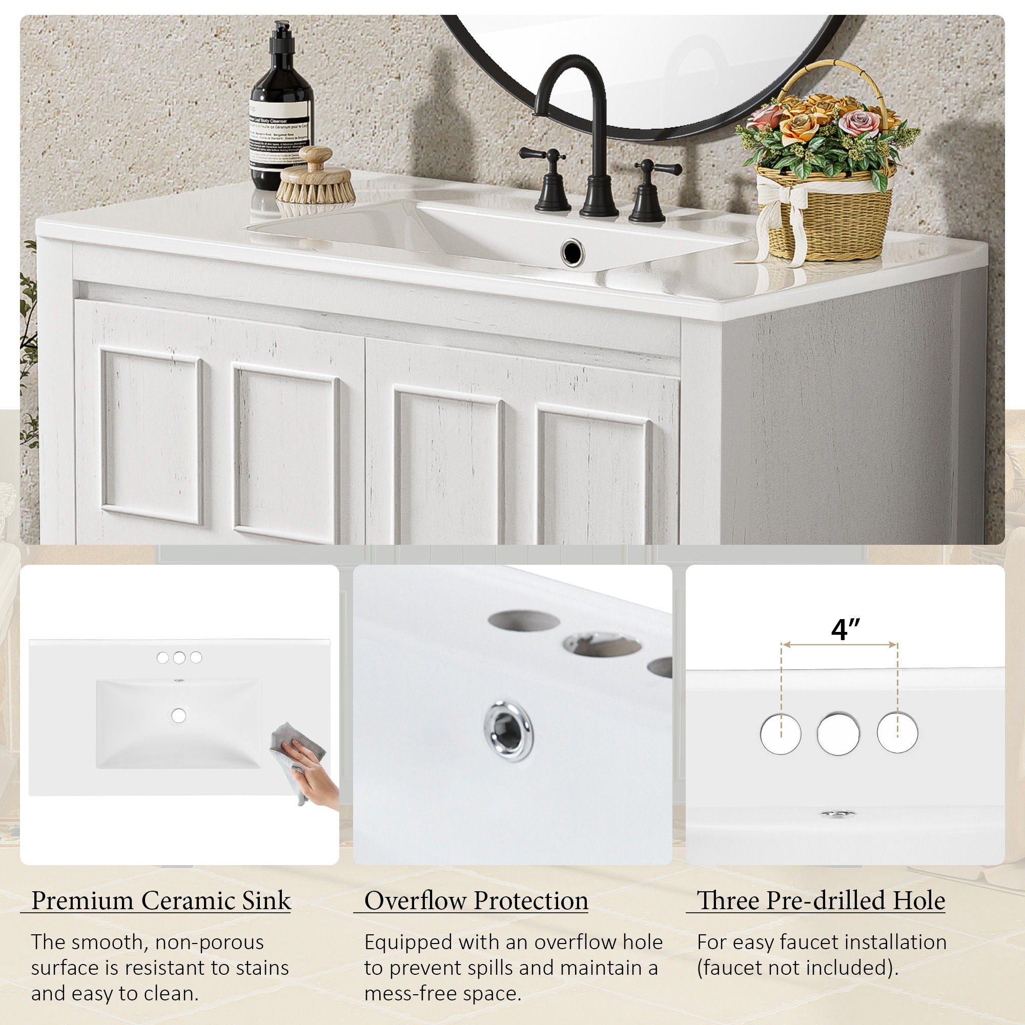 Bathroom Vanity Organizer With Sink, Combo Cabinet Set, Bathroom Storage Cabinet