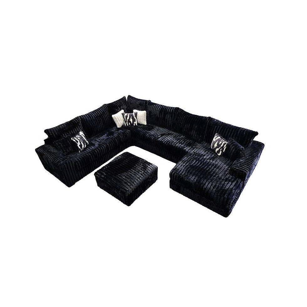 Mr. Fluffy Black Oversized Sectional