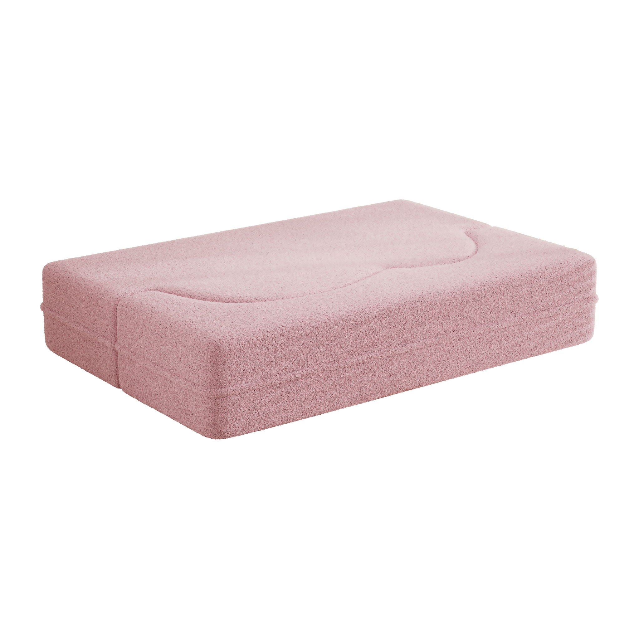 Modern Floor Sofa, With 2 Pillows, Convertible Teddy Fabric Foam Filled Bed