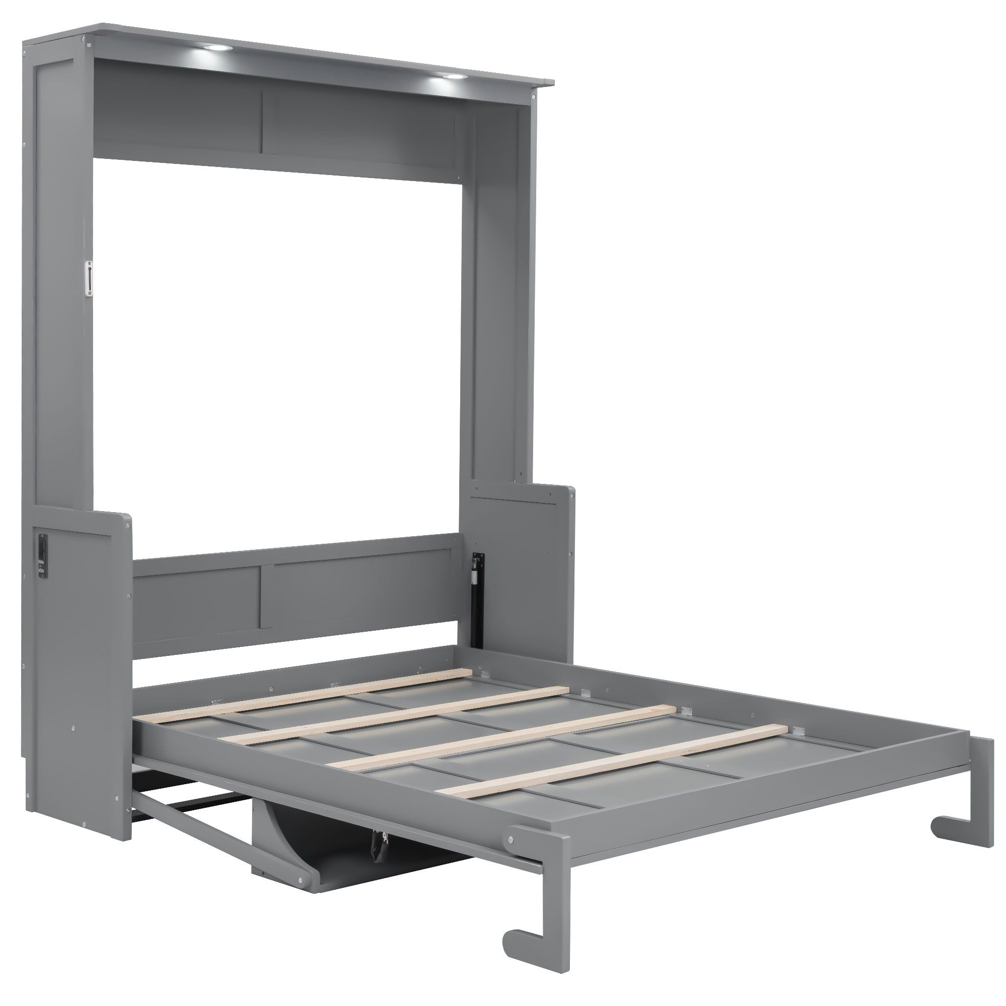 Murphy Bed With Desk, LED Lights And USB Charging Station