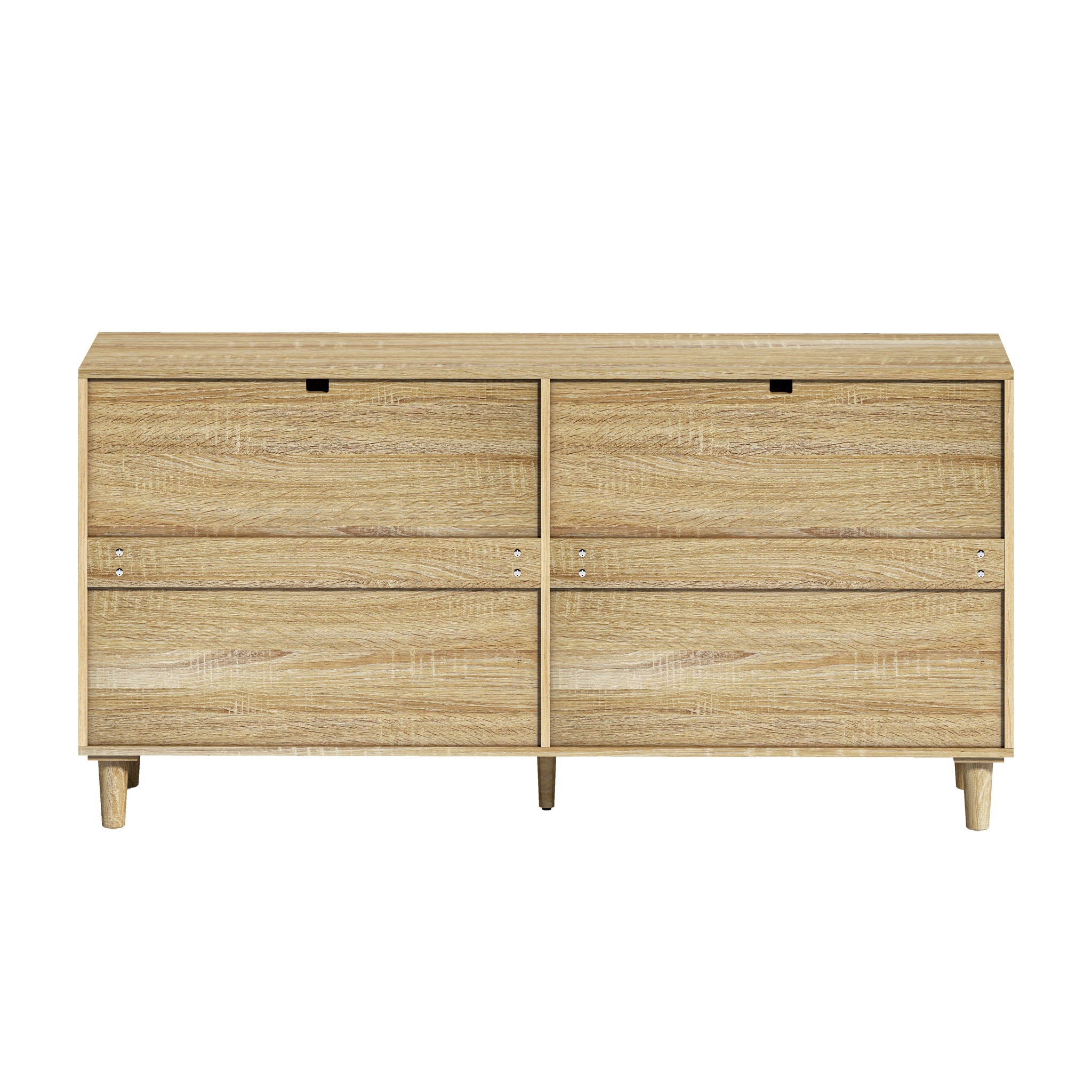 Rattan Dresser With 6 Drawers, Wooden Legs & Metal Handle
