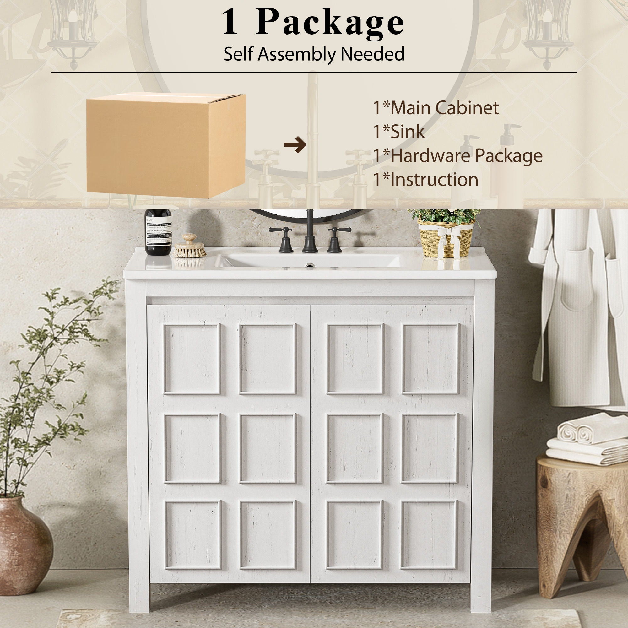 Bathroom Vanity Organizer With Sink, Combo Cabinet Set, Bathroom Storage Cabinet