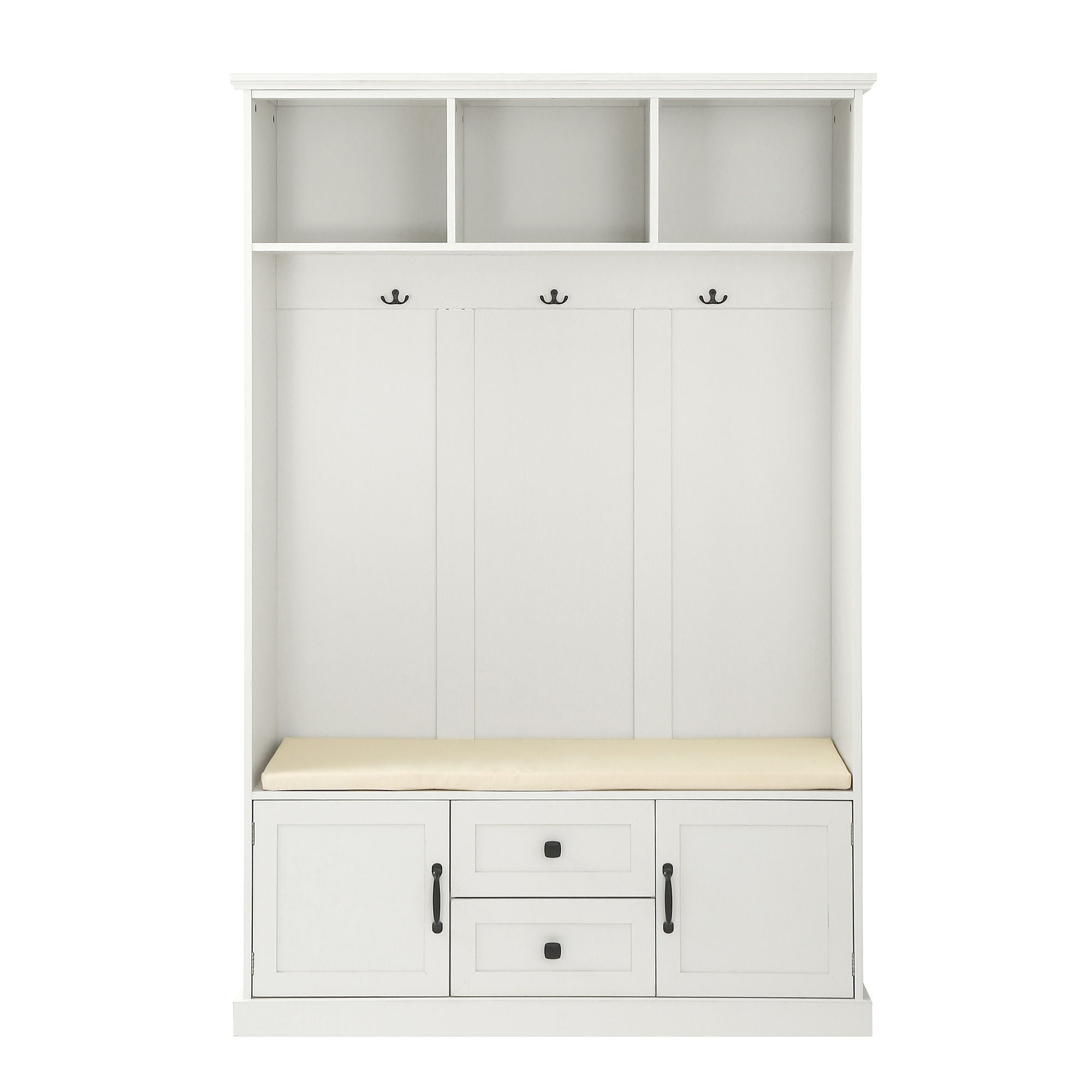 Hall Tree With 3 Hooks, Coat Hanger, Entryway Bench, Storage Bench, 3 In 1 Design