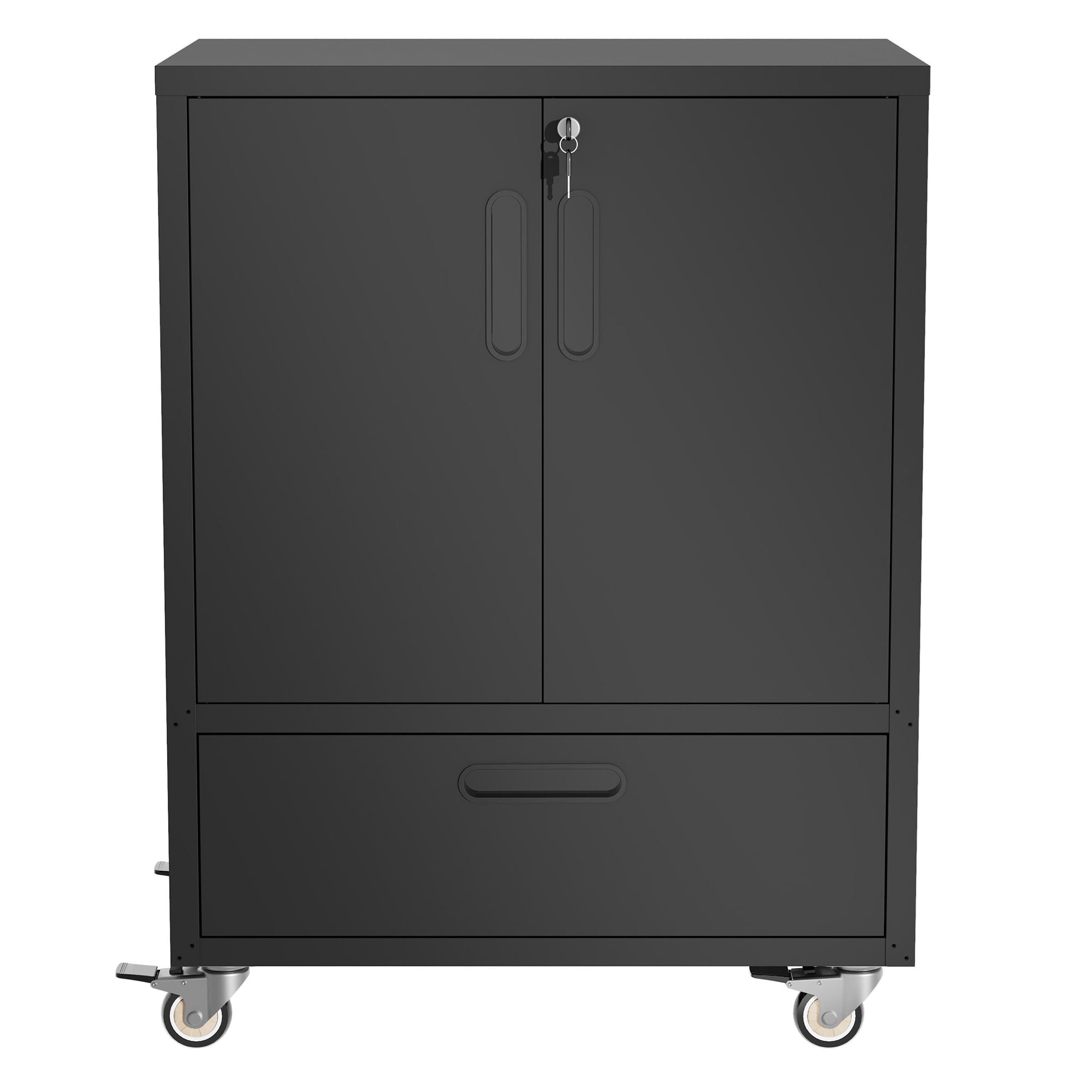 Mobile Tool Cart With Lockable Casters, Heavy-Duty Storage Organizer - Black