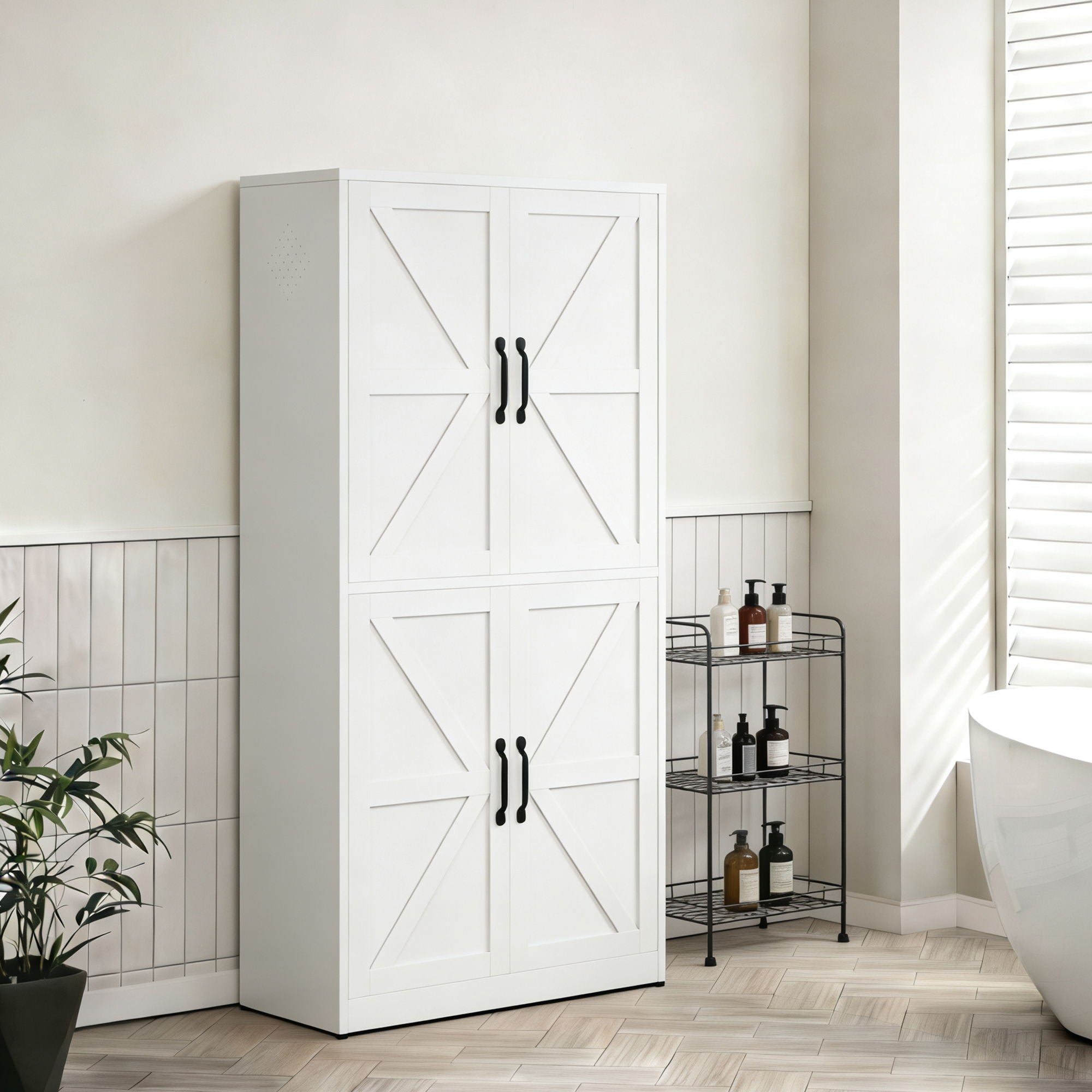 Kitchen Pantry Cabinet With Adjustable Shelves, Heavy Duty Storage - White
