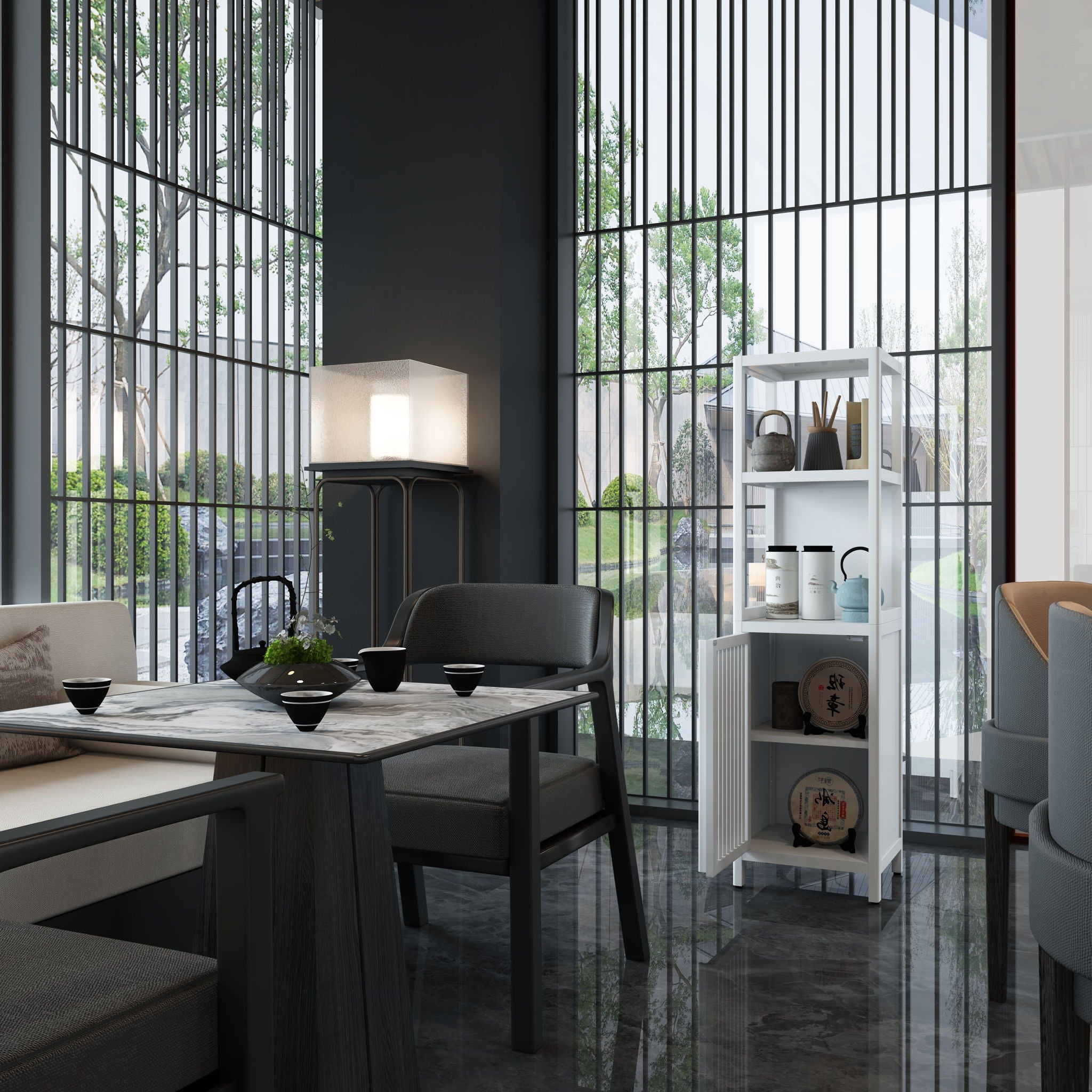 Storage Cabinet With Tall Tower, Multifunctional For Bathroom