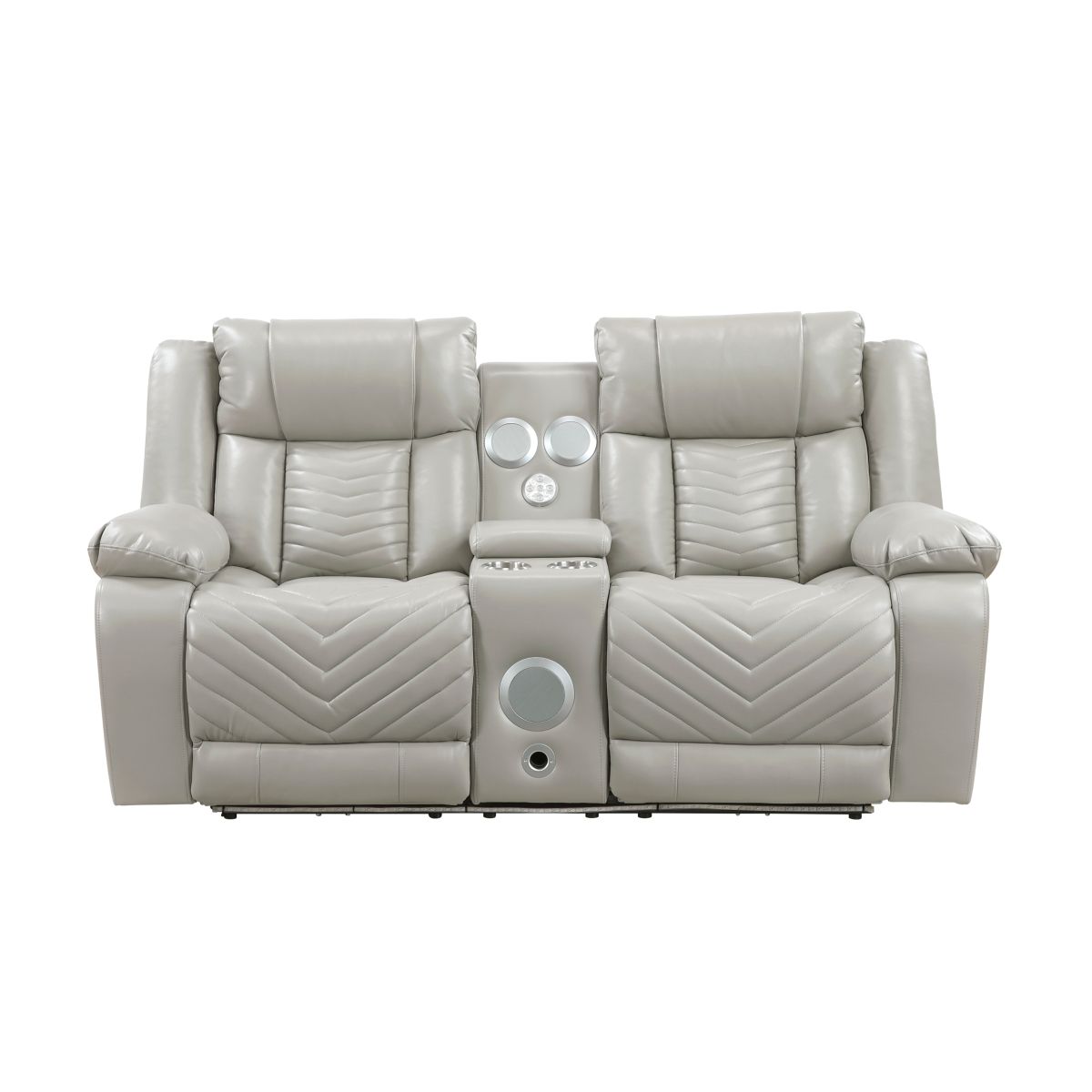 Huron - Power Double Reclining Loveseat With Center Console, Wireless Speakers, LED And Charging Ports