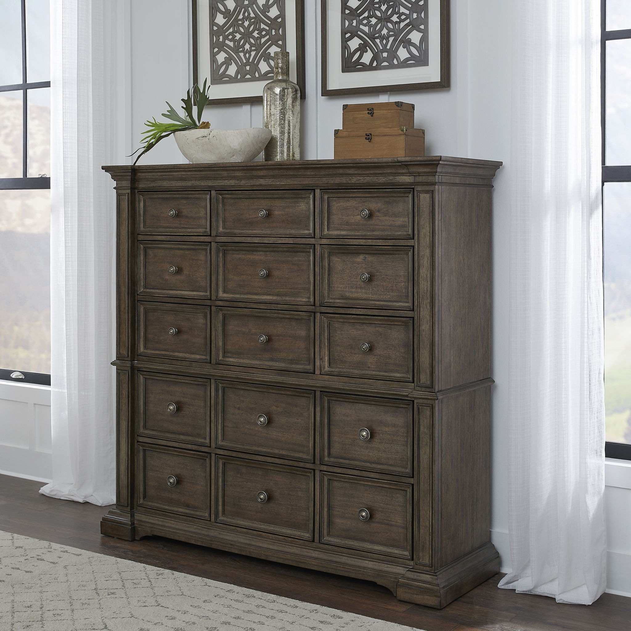 Woodbury - 15-Drawer Master Chest - Cowboy Boots Brown