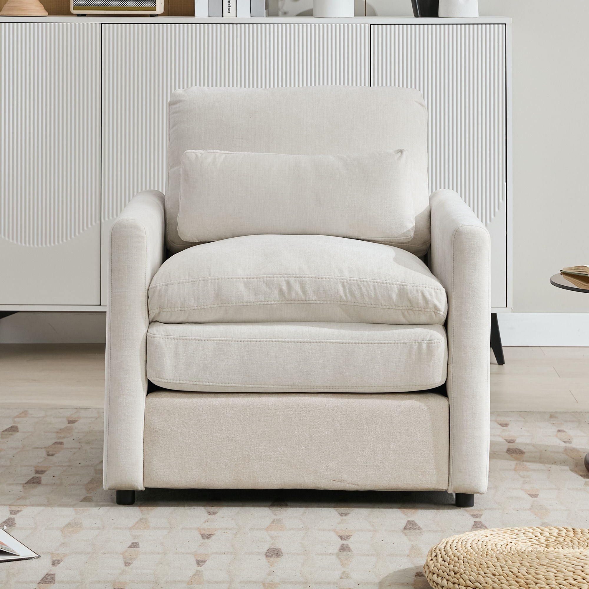 Cozy Upholstered Cushion Armchair For Living Room