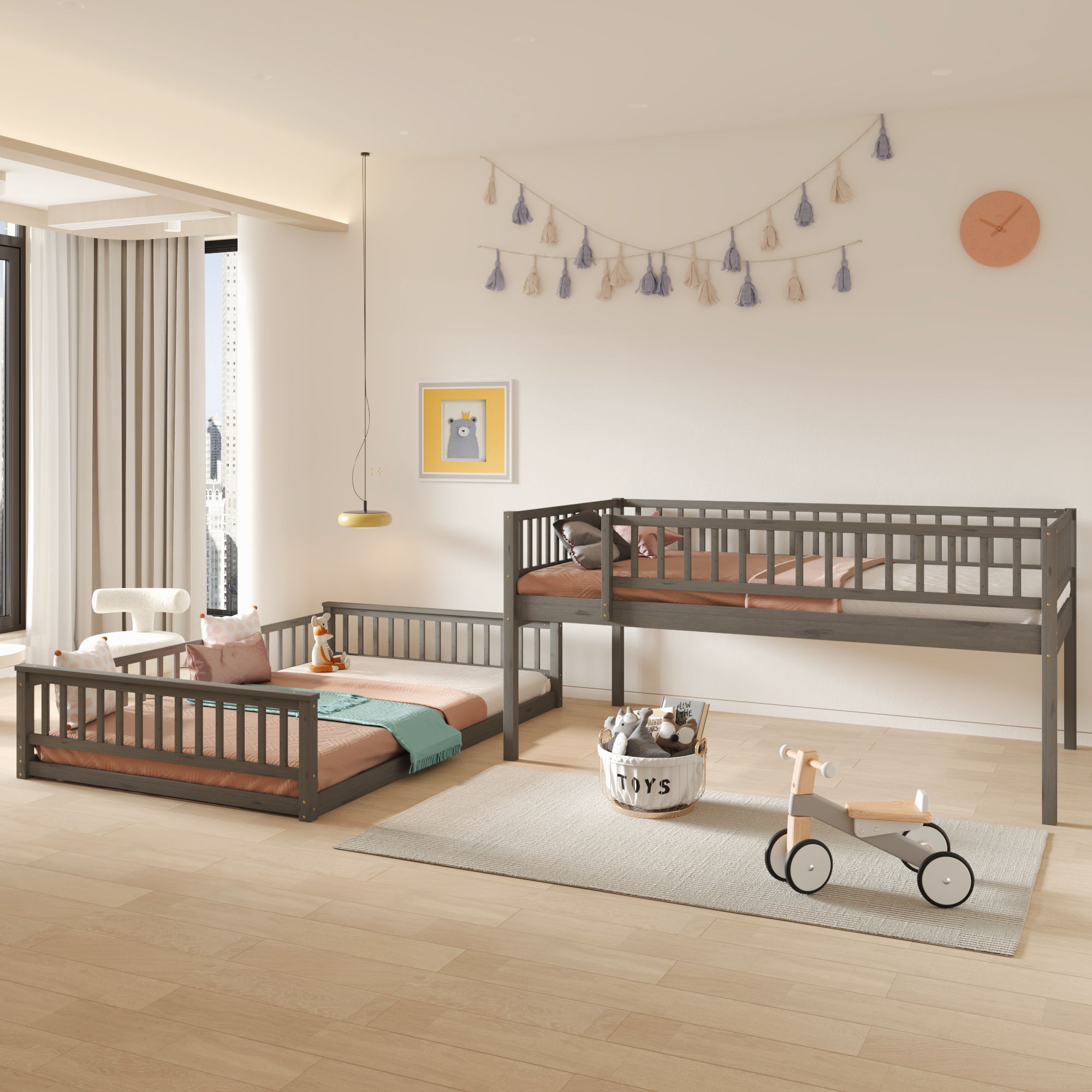 Bunk Bed With Ladder And Guardrails
