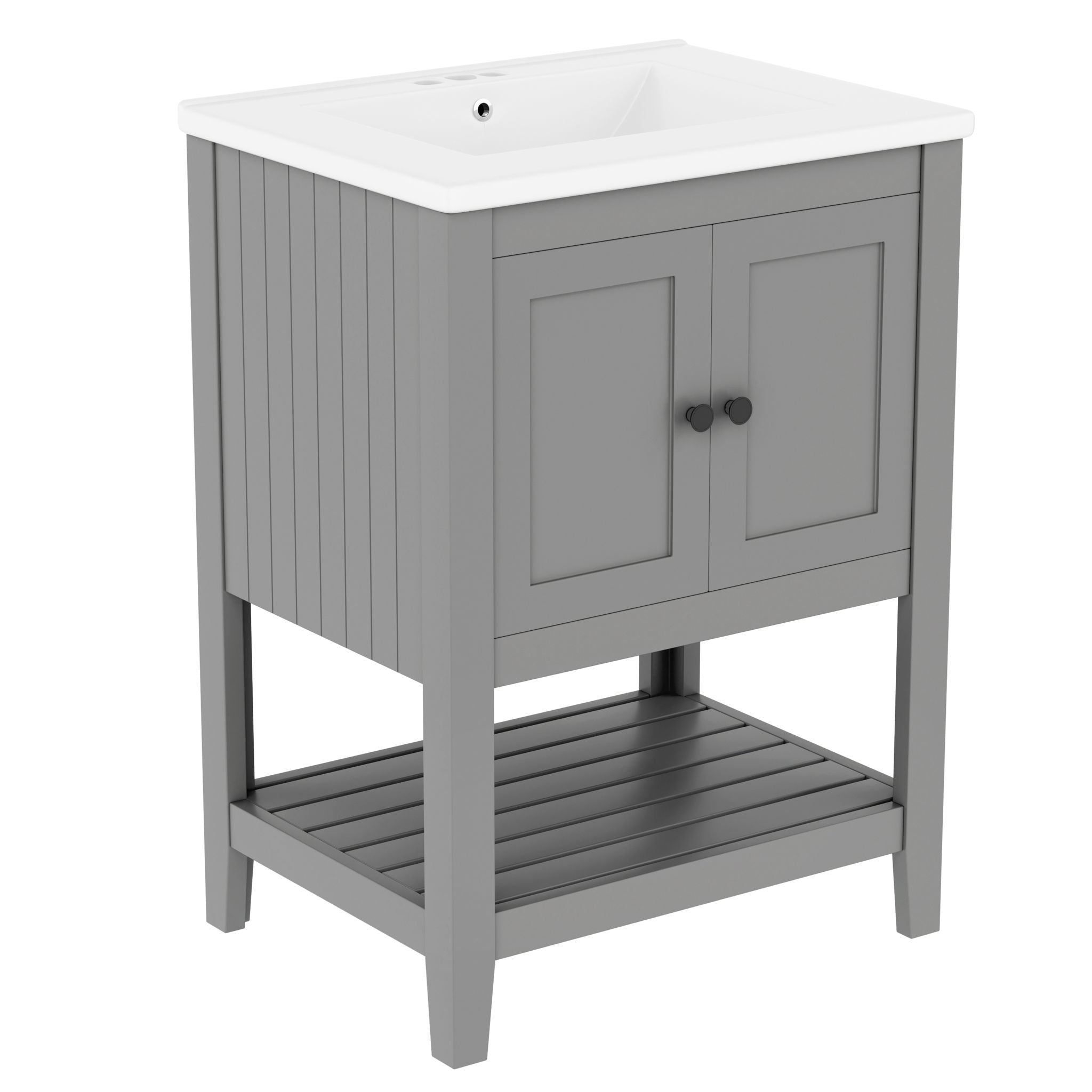 Modern Bathroom Vanity With Sink And Open Shelf