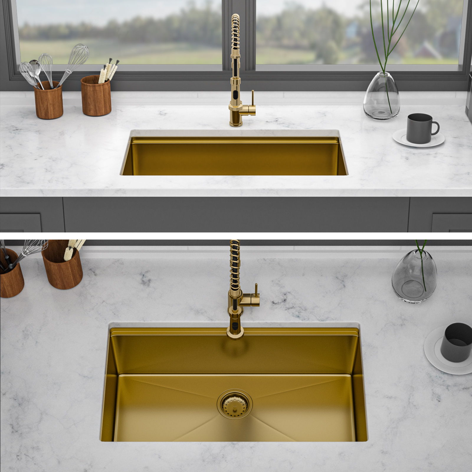 Stainless Steel Undermount Kitchen Sink With Workstation