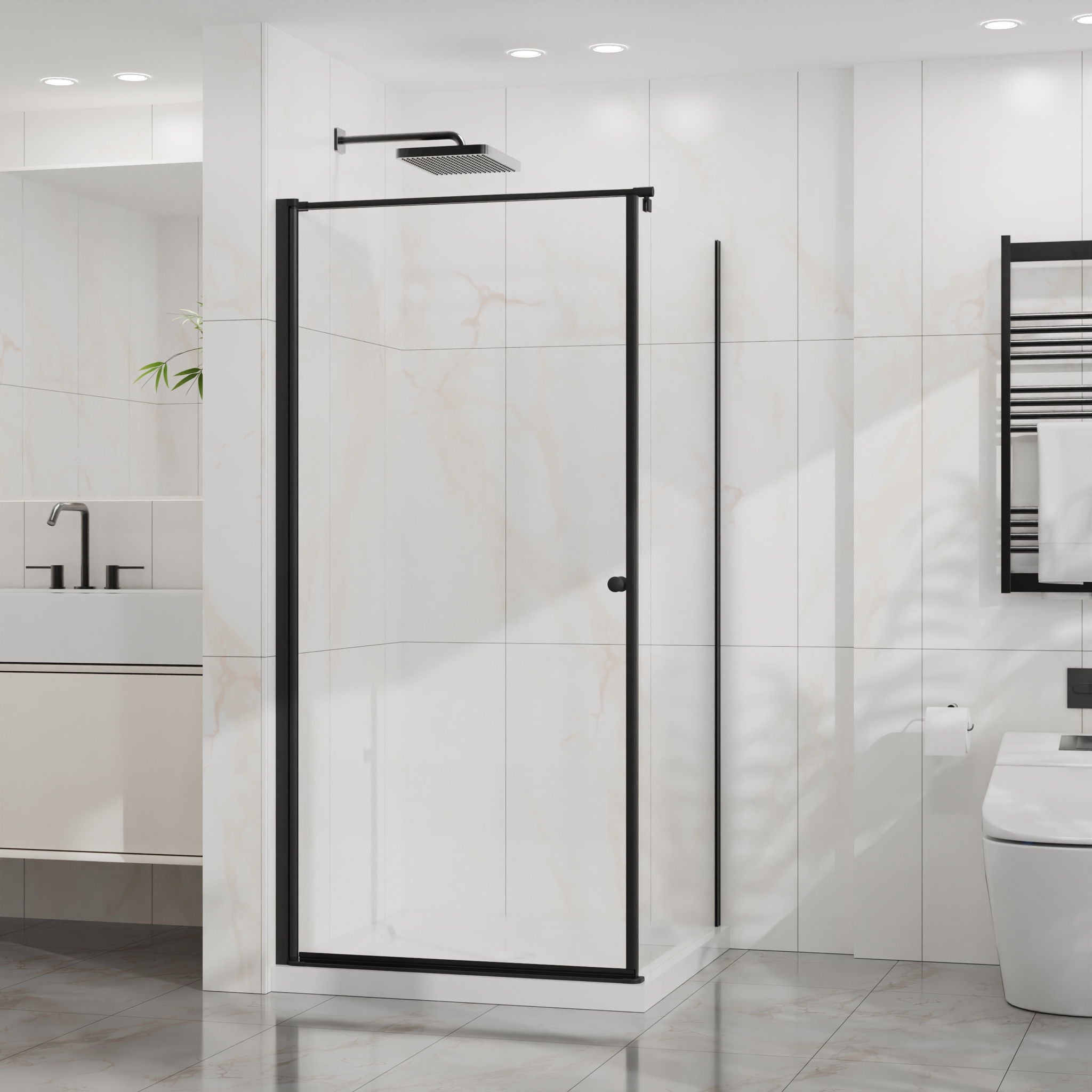 Goodyo - Frameless Corner Shower Door - Matte Black