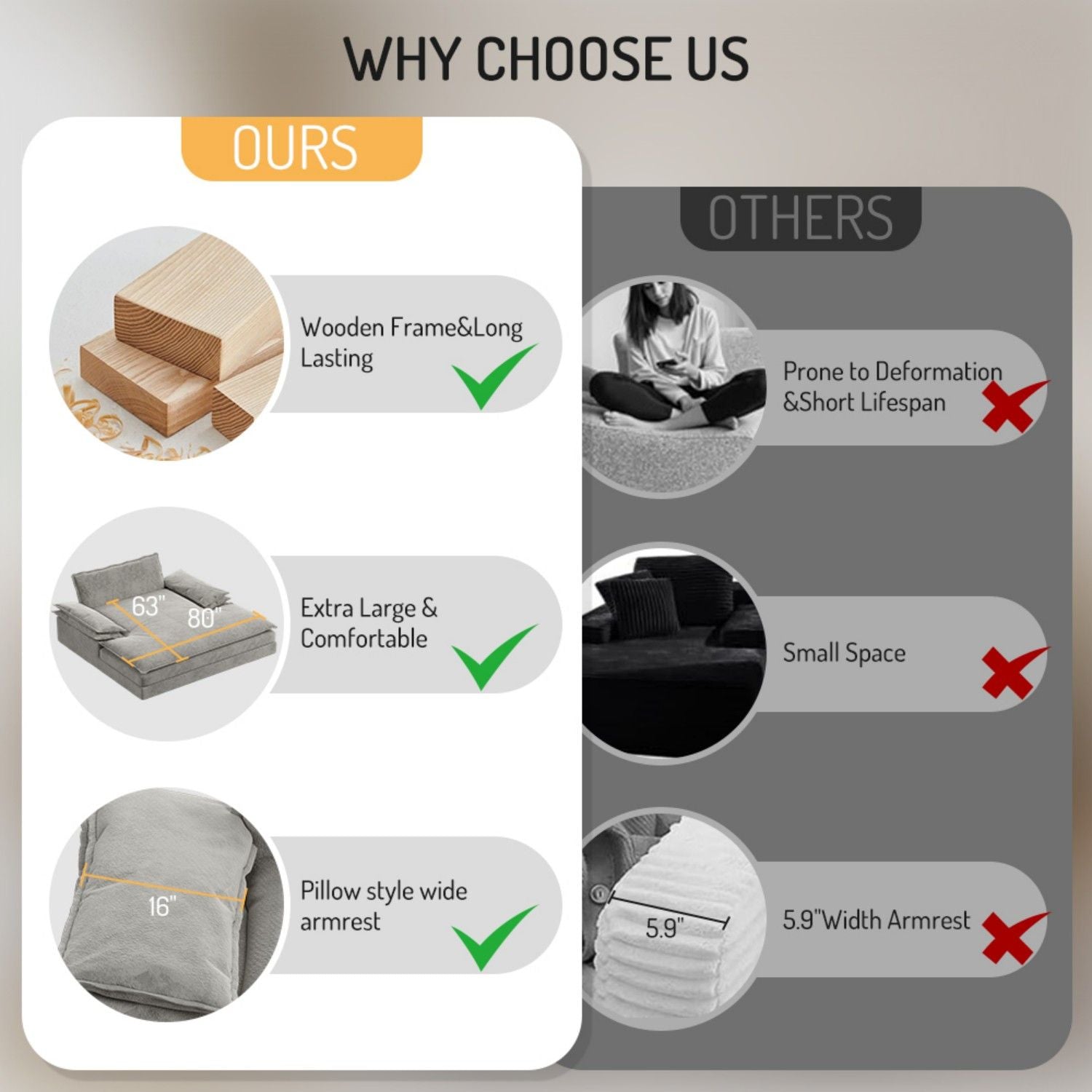 Modern Oversized Double Chaise Lounge Chair