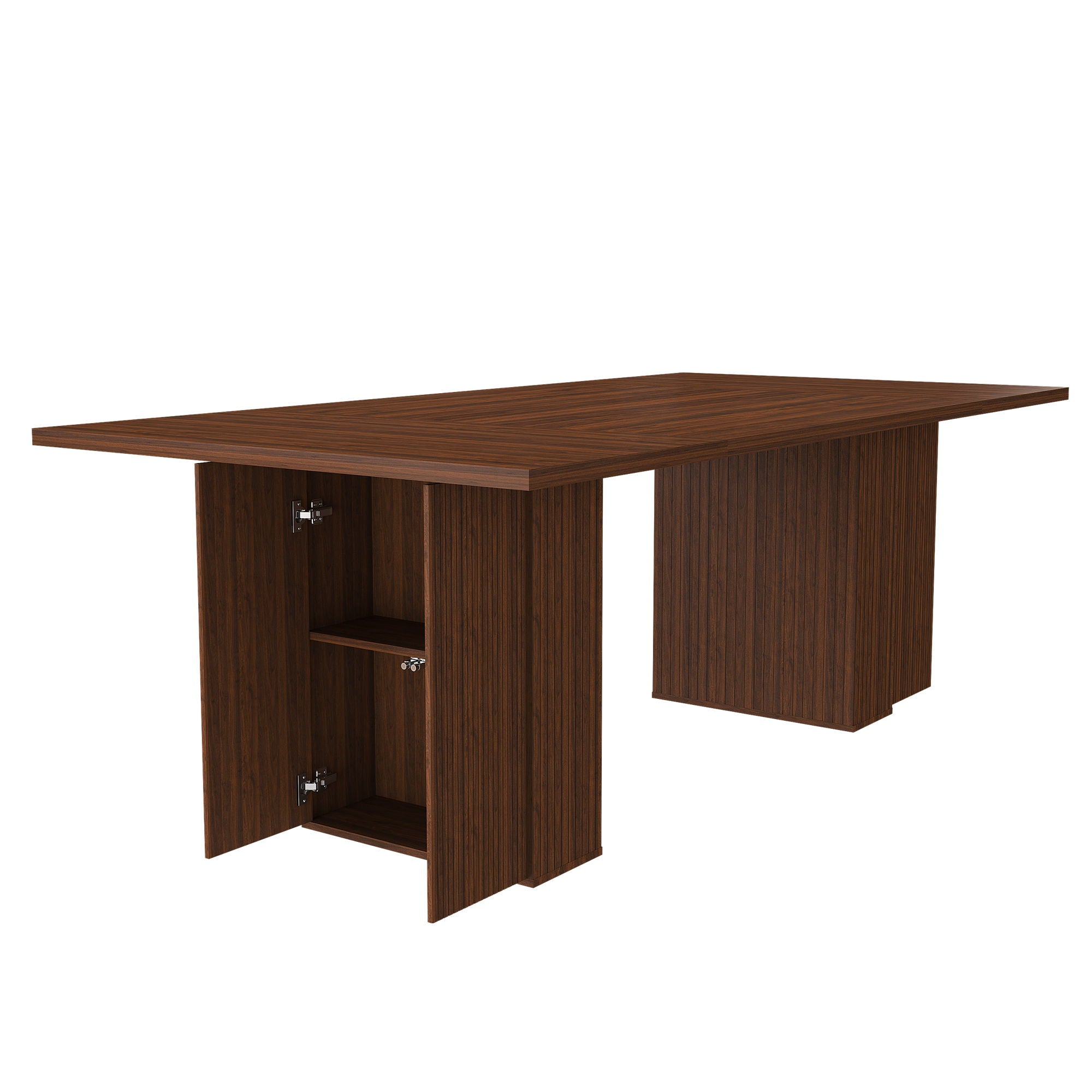 Rectangular Dining Table With Storage Base - Walnut