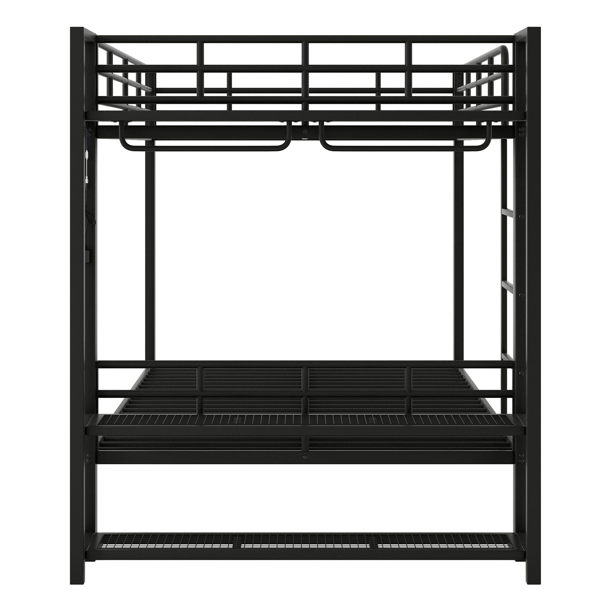 Bunk Bed With Storage Shelves, Clothes Hooks, LED Light