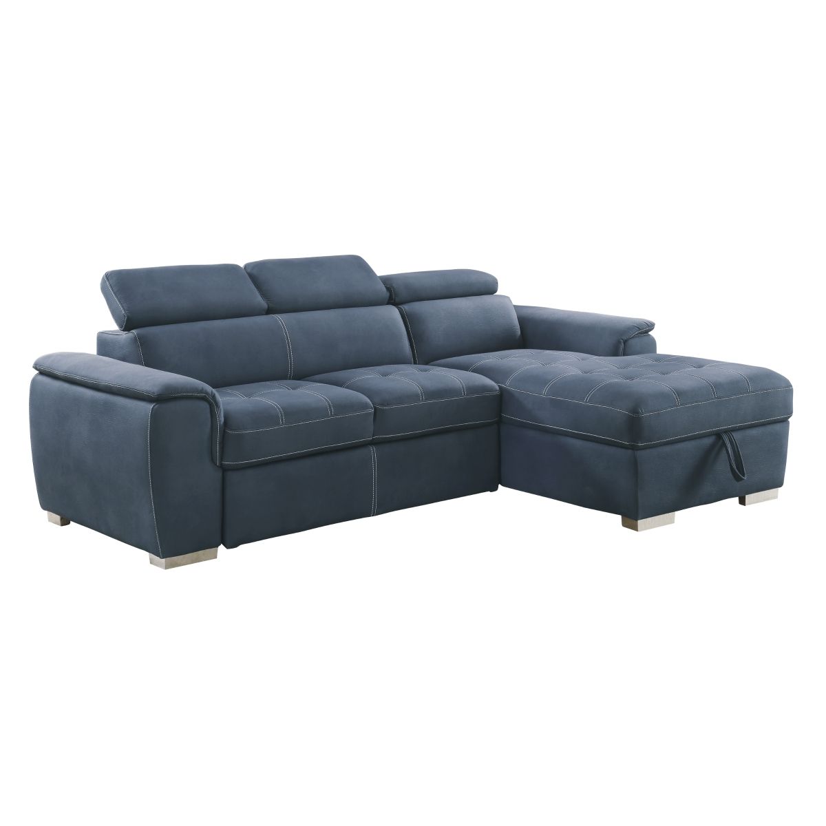 Ferriday - 2 Piece Sectional With Adjustable Headrests, Pull-Out Bed And Right Chaise With Hidden Storage