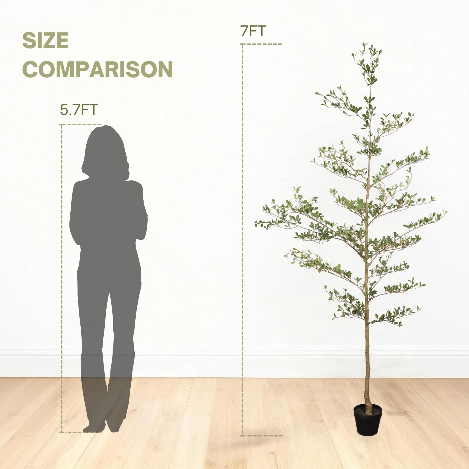 7Ft Artificial Olive Tree With Pot, Realistic Tall Fake Plant For Indoor Decoration - Green Leaves
