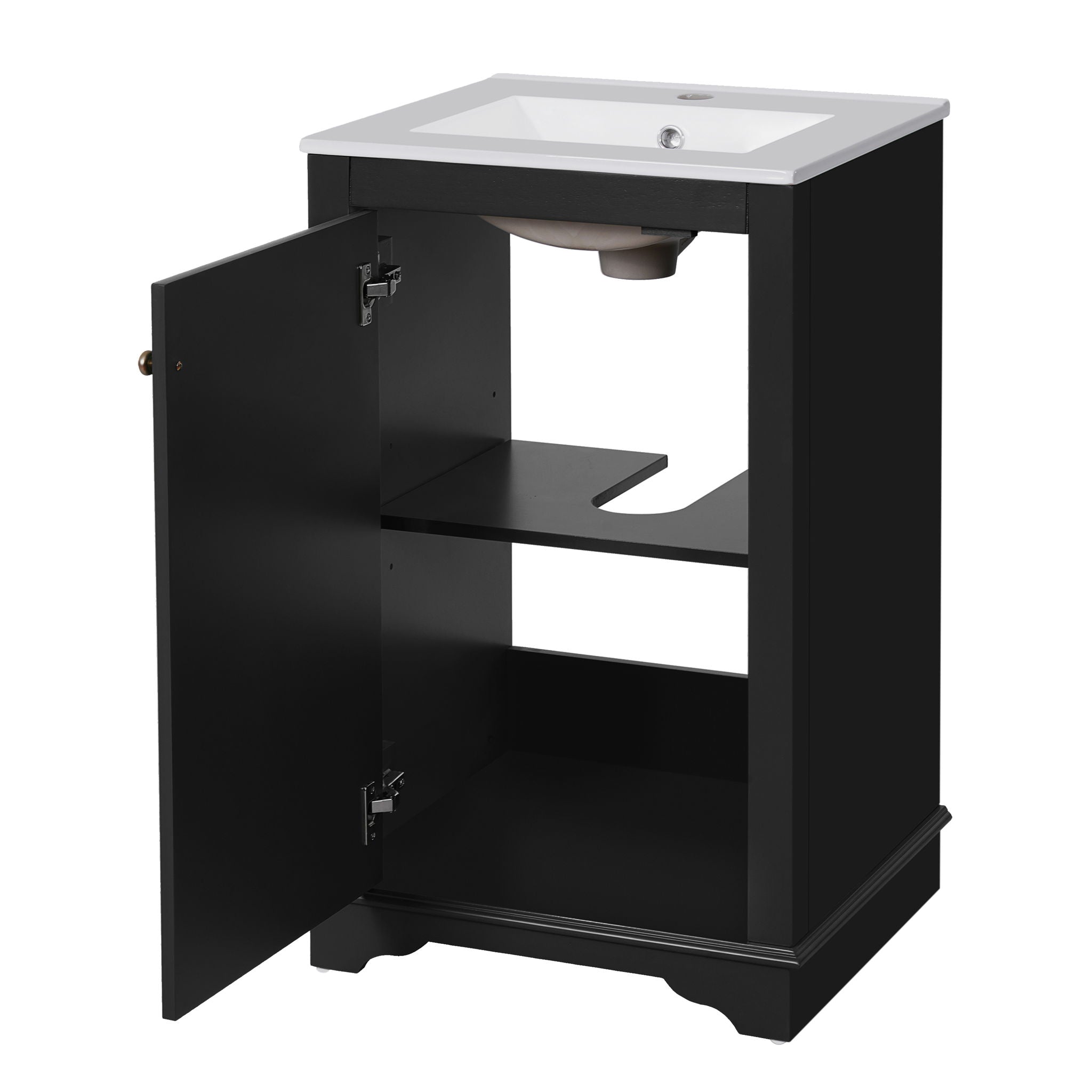 Bathroom Vanity With Sink, Freestanding Single Cabinet Set, Soft Close Door, Adjustable Shelf