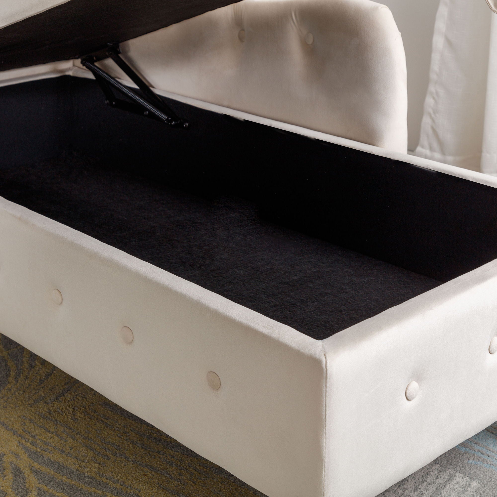 Chaise Lounge Indoor, Lounge Chair For Bedroom With Storage & Pillow, Modern Upholstered Rolled Arm Chase Lounge For Sleeping With Nailhead Trim For Living Room Bedroom Office