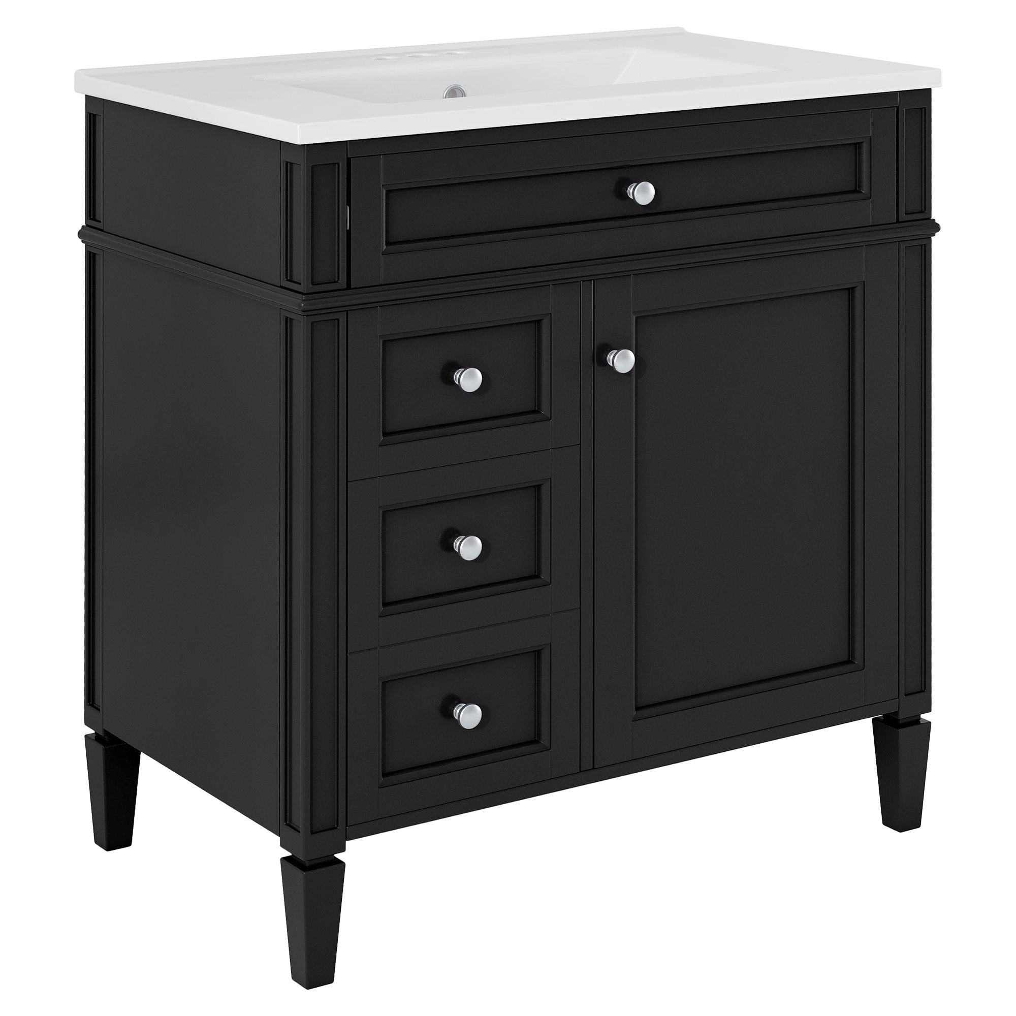 Bathroom Vanity With Medicine Cabinet, Royal Mirror Cabinet, Modern Bathroom Storage Cabinet With 2 Soft Closing Doors And 4 Drawers