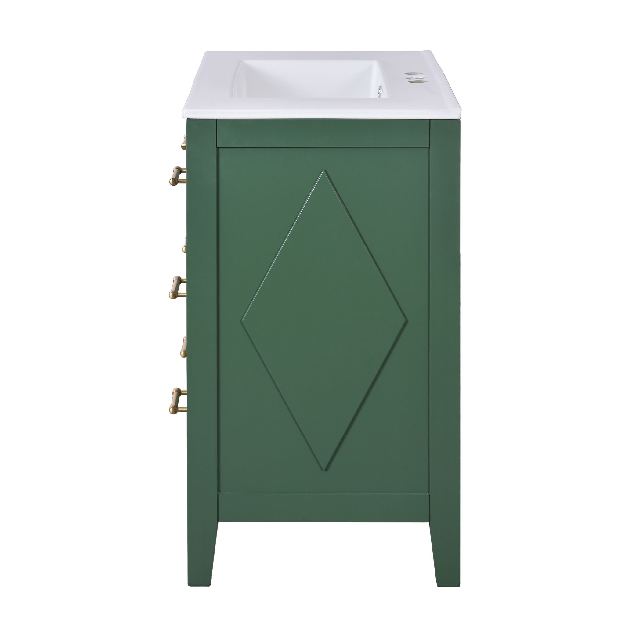 Retro Bathroom Vanity With Sink Combo, Free Standing Single Set With 3 Drawers
