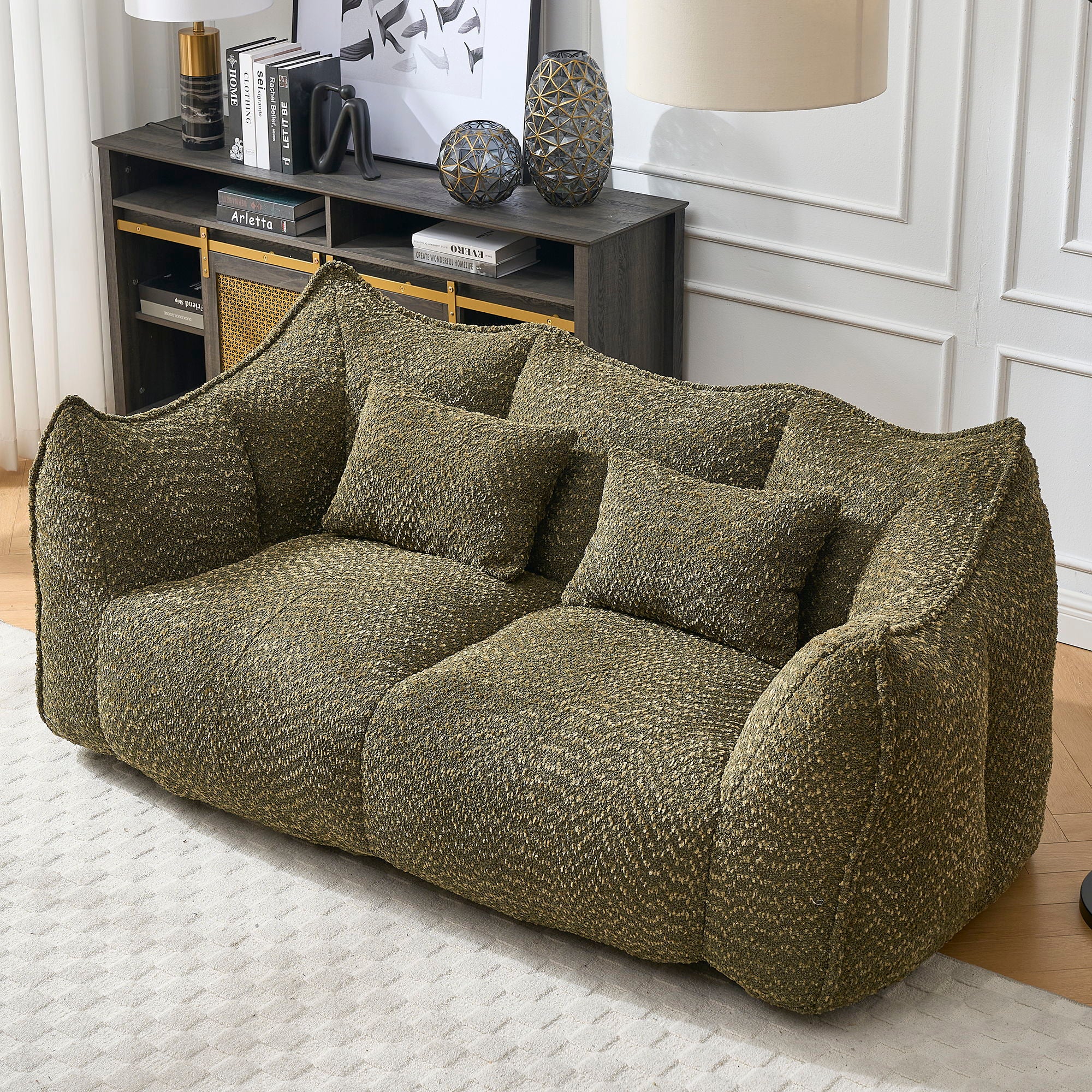 Comfortable Dual Beanbag Chair With High Resilience Foam Core For 2 People